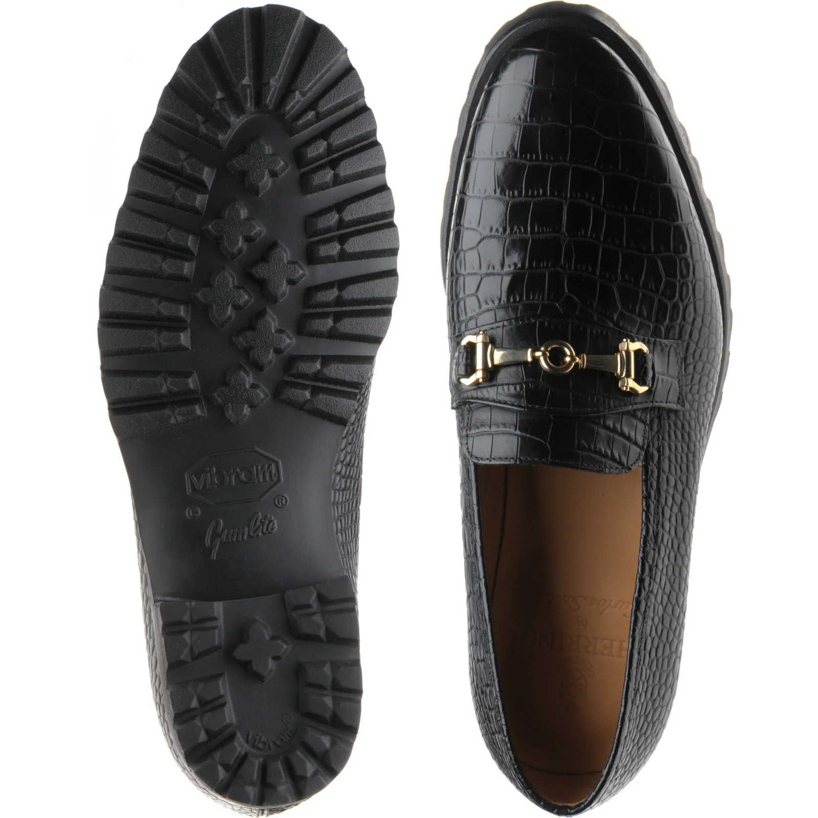 Herring Hallstatt mens rubber-soled loafers in black croc - Image 3