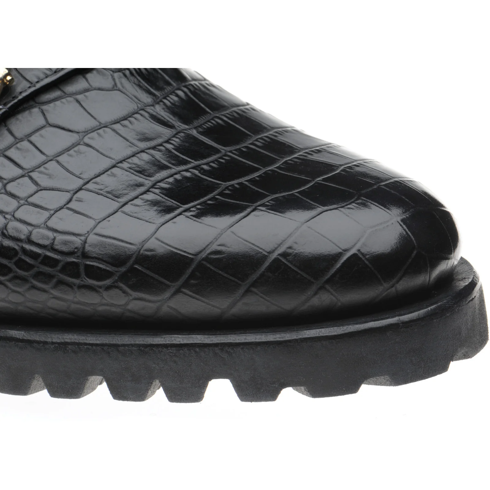 Herring Hallstatt mens rubber-soled loafers in black croc - Image 5