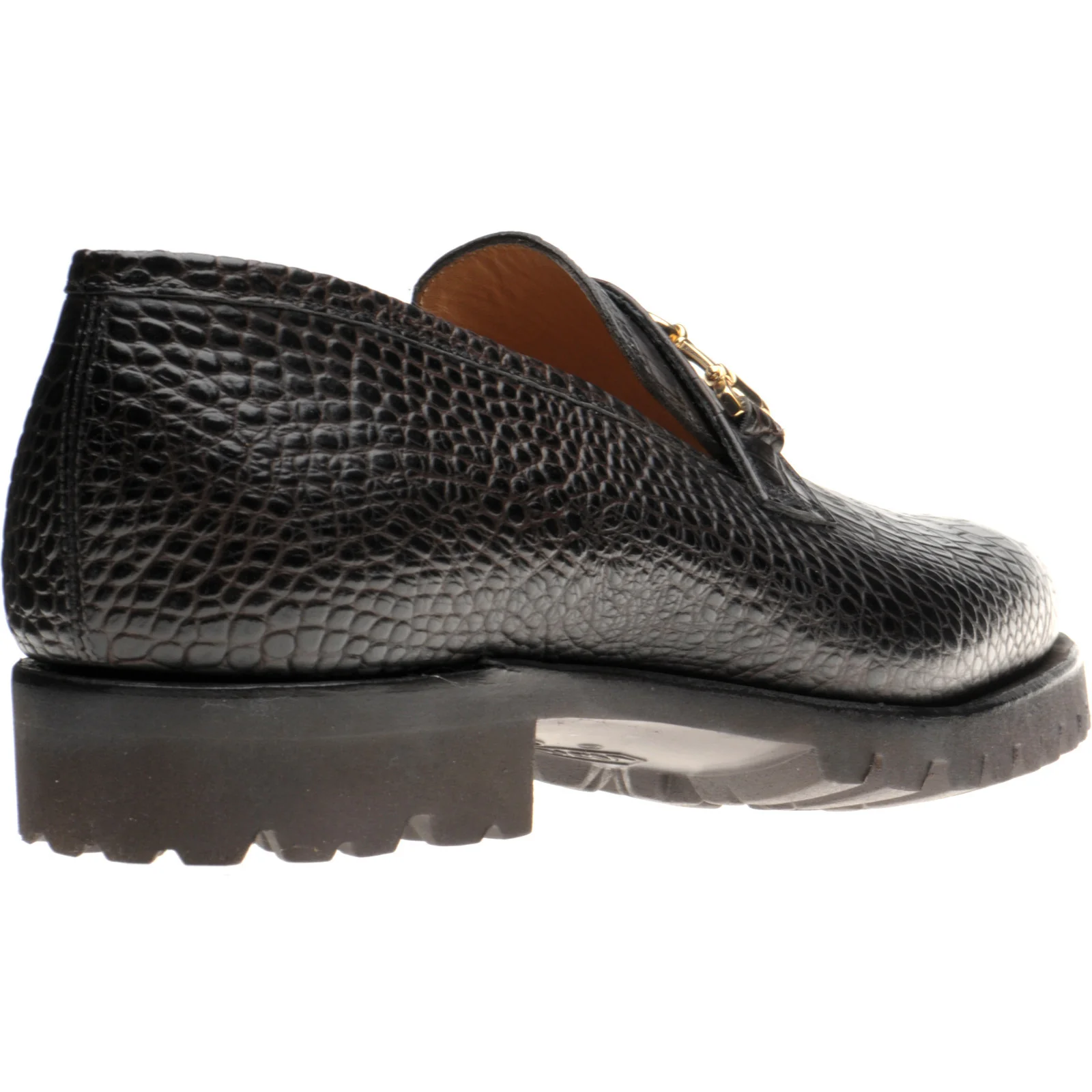 Herring Hallstatt mens rubber-soled loafers in dark brown croc - Image 4