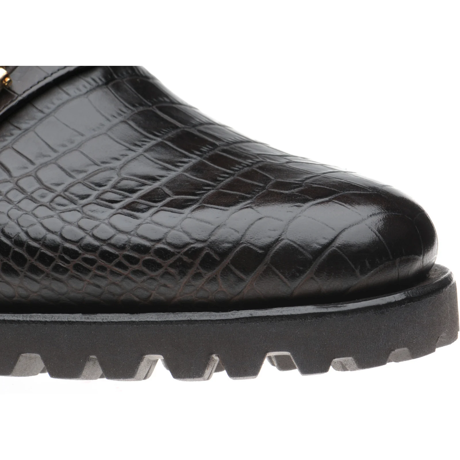 Herring Hallstatt mens rubber-soled loafers in dark brown croc - Image 5