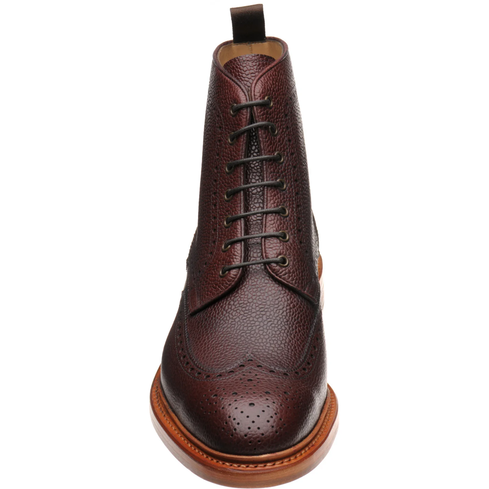 Herring Hanbury mens brogue boots in burgundy grain - Image 2