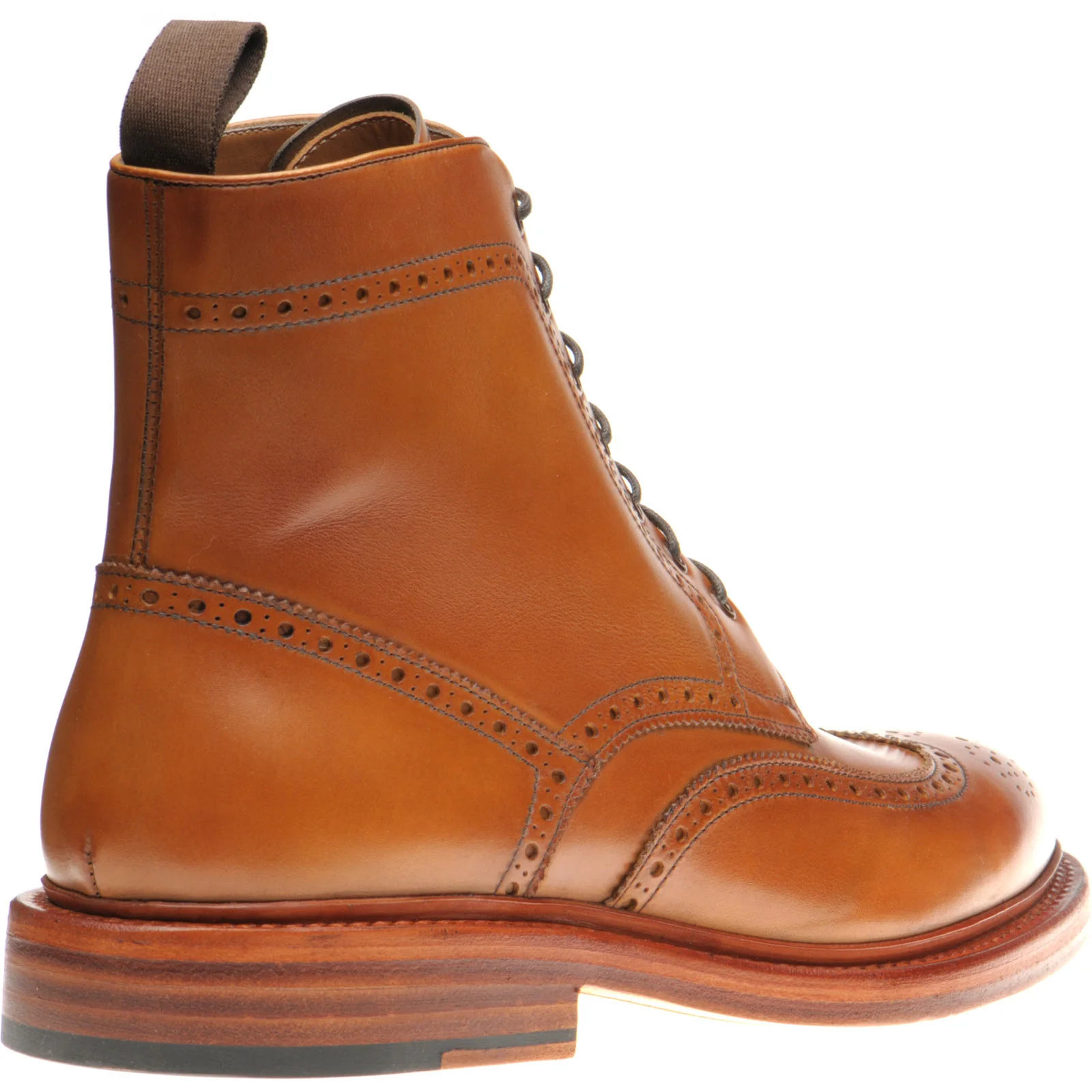 Herring Hanbury mens brogue boots in tan calf - Image 4