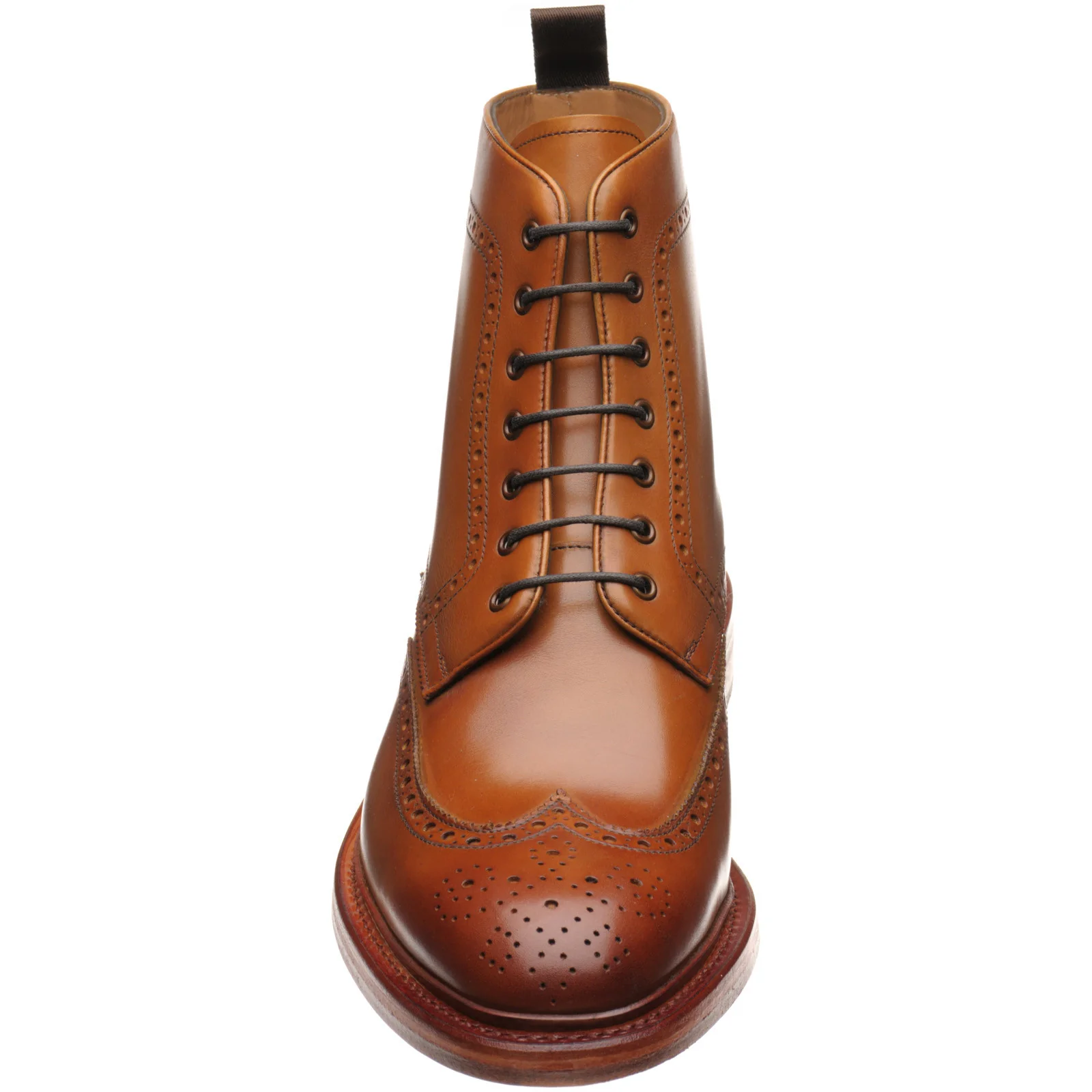 Herring Hanbury mens brogue boots in tan calf (second) - Image 2