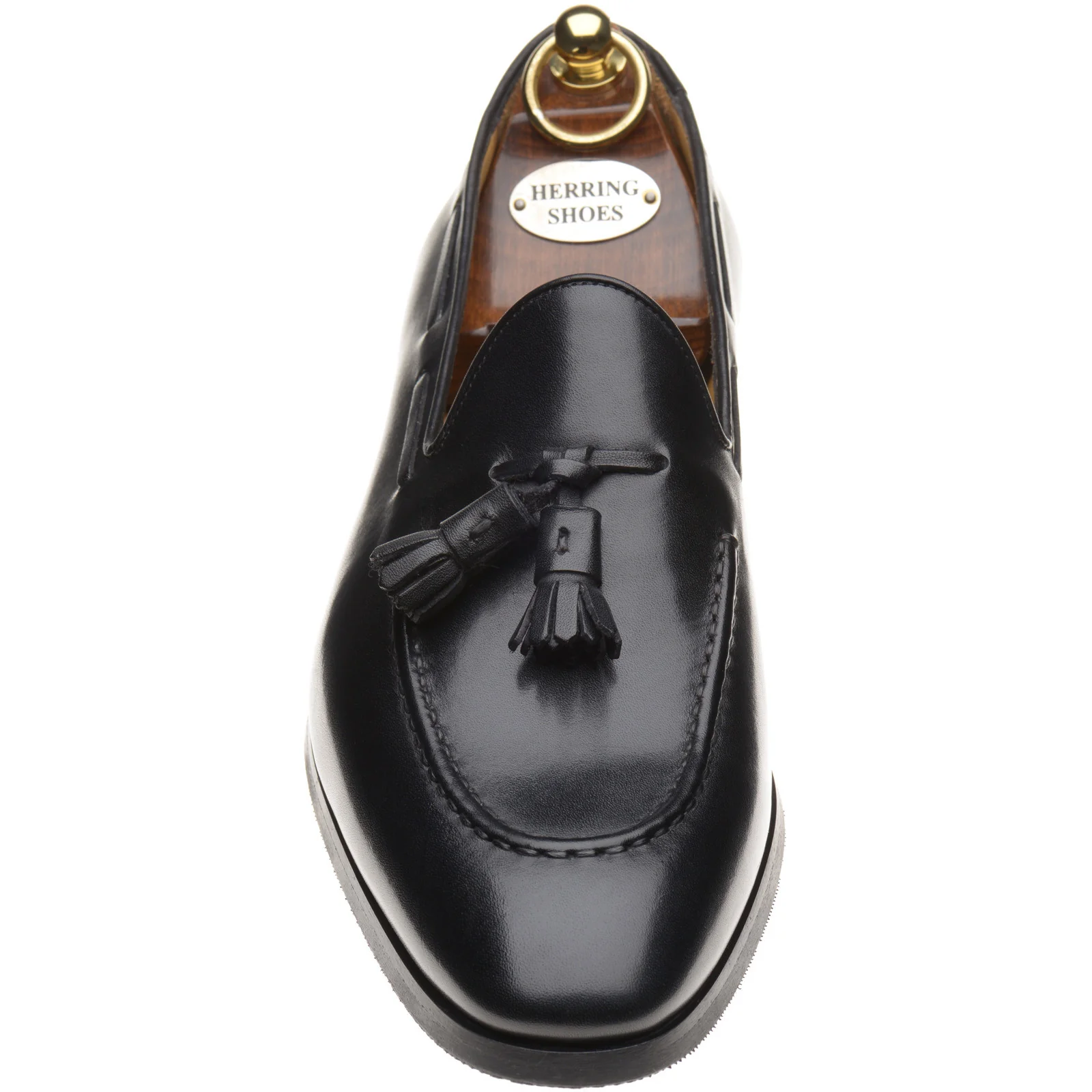 Herring Harry mens rubber-soled tasselled loafers in black calf - Image 2