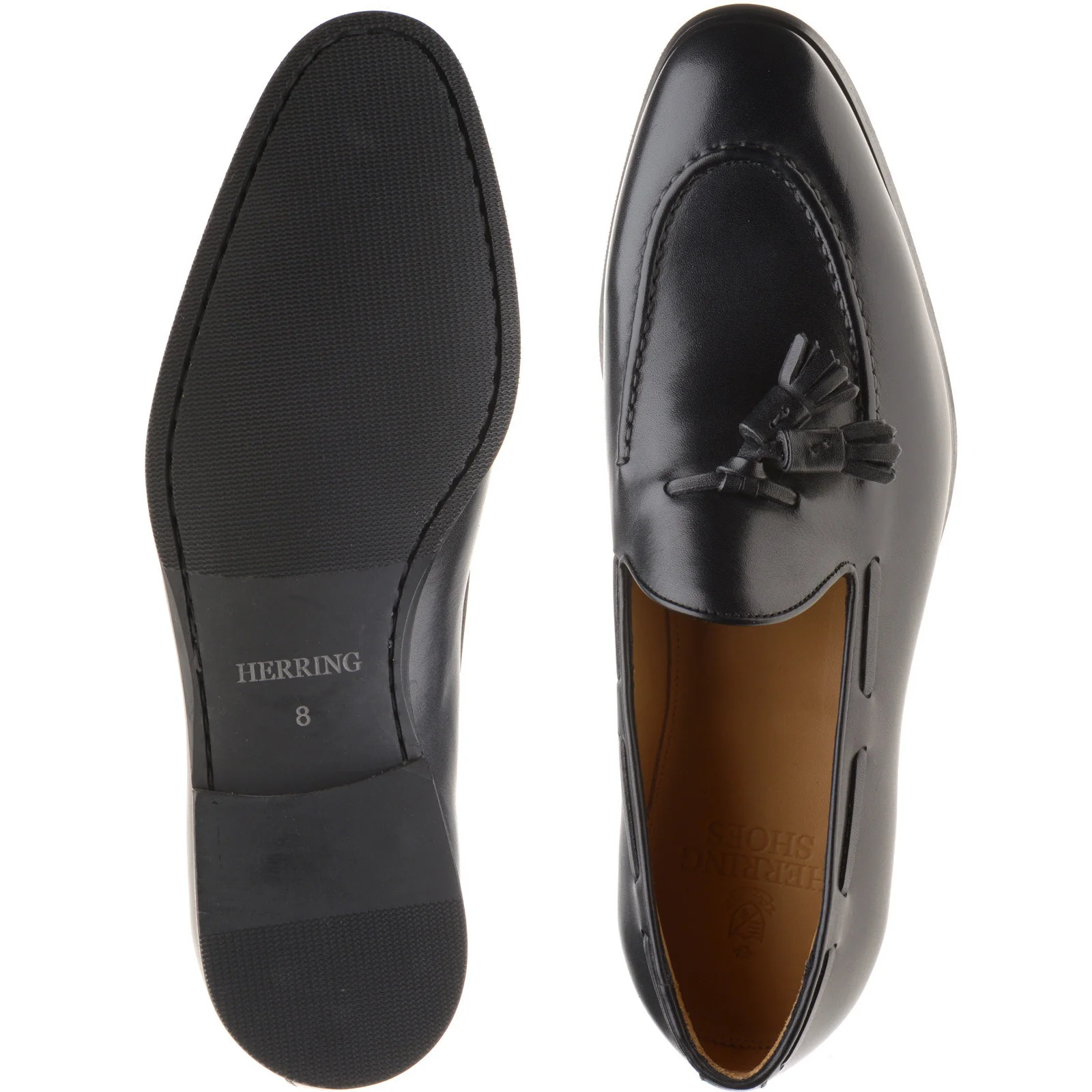 Herring Harry mens rubber-soled tasselled loafers in black calf - Image 3