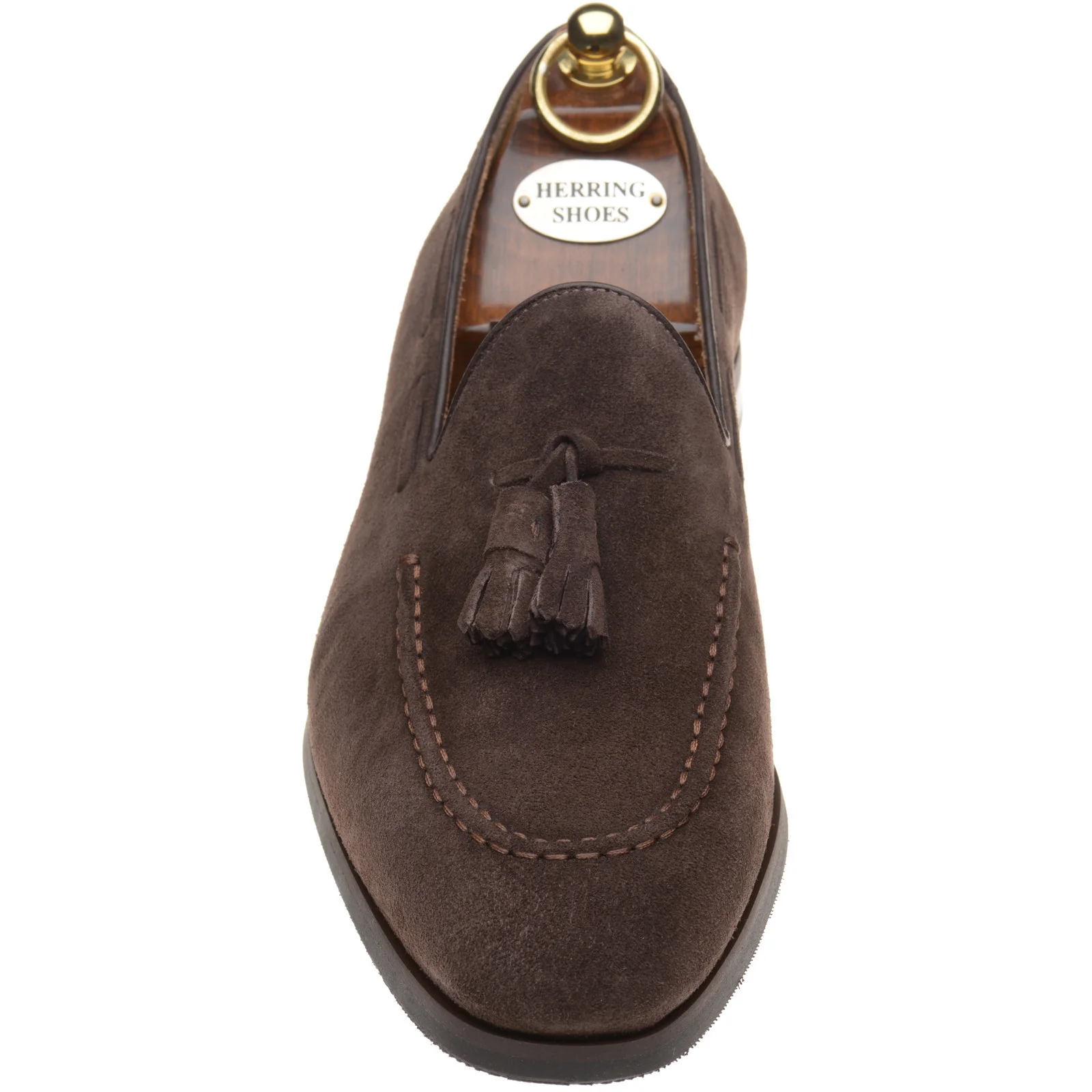 Herring Harry mens rubber-soled tasselled loafers in brown suede - Image 2