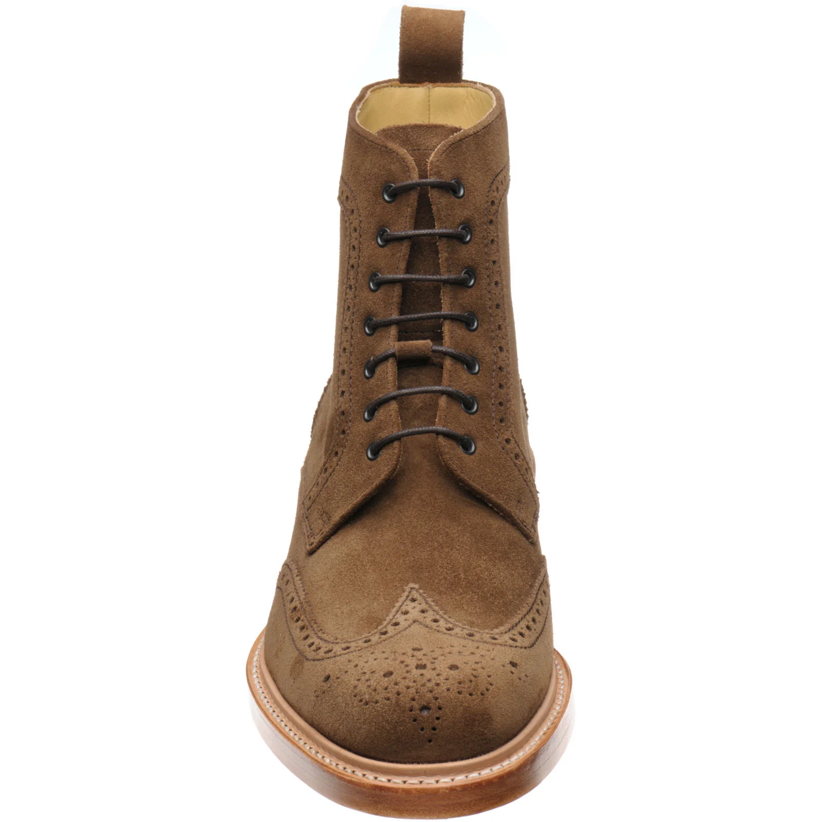 Herring Hawthorn mens brogue boots in tobacco suede - Image 2