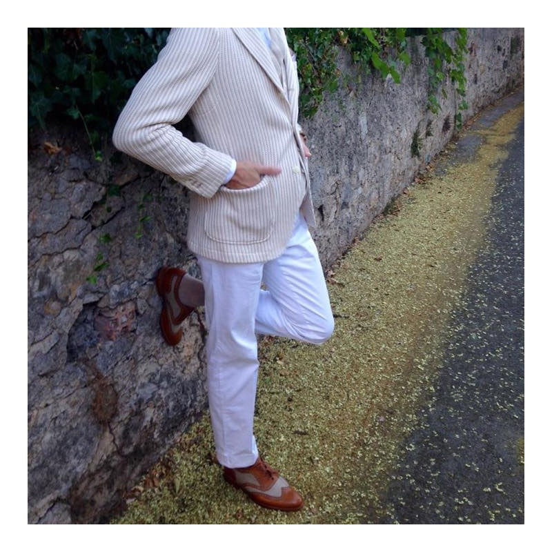 Herring Henley II mens two-tone brogues in tan and canvas - Image 6