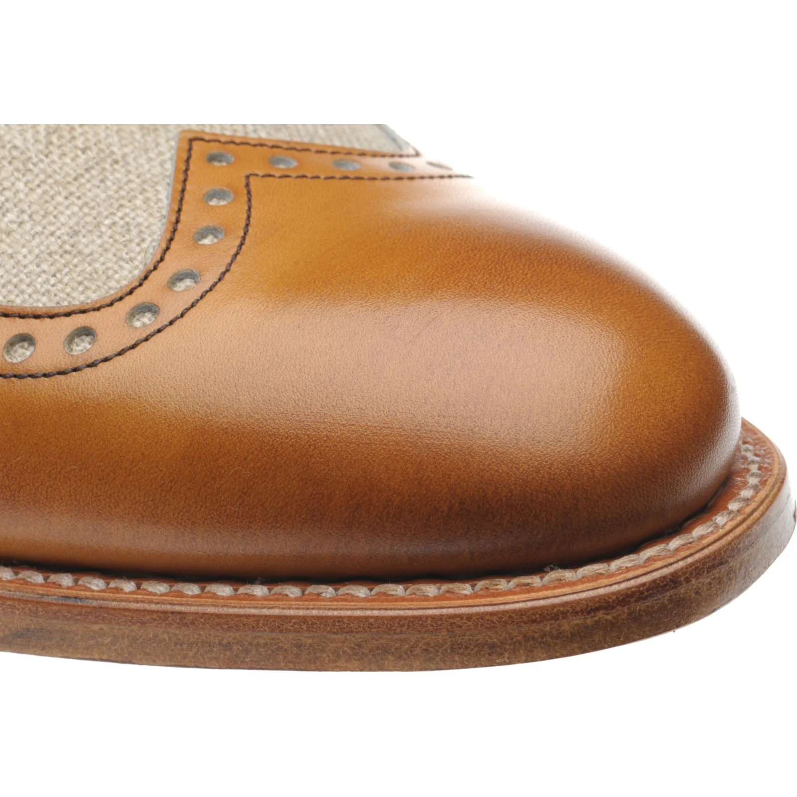Herring Henley II mens two-tone brogues in tan and canvas (second) - Image 5