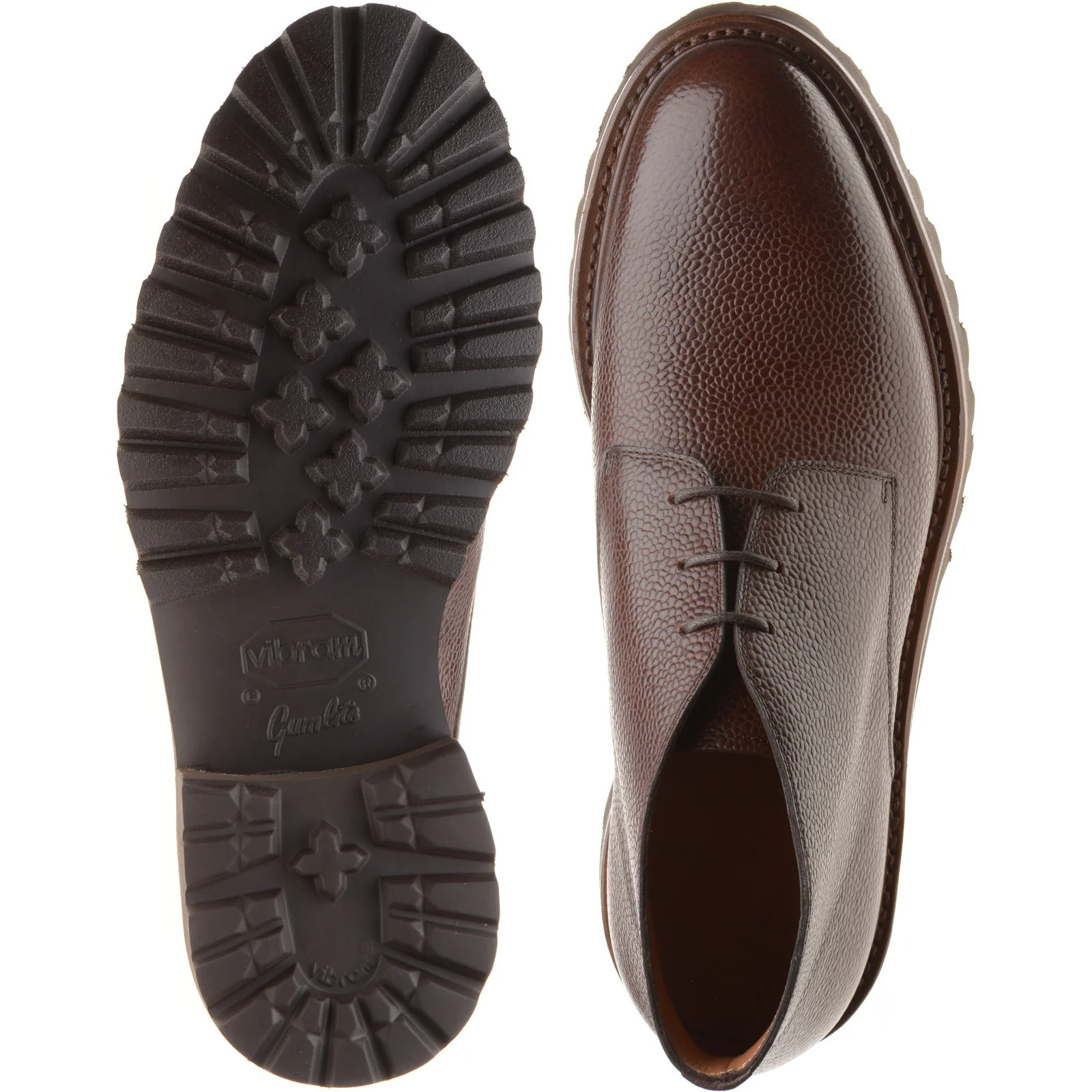 Herring Hook mens rubber-soled Chukka boots in dark brown grain - Image 3