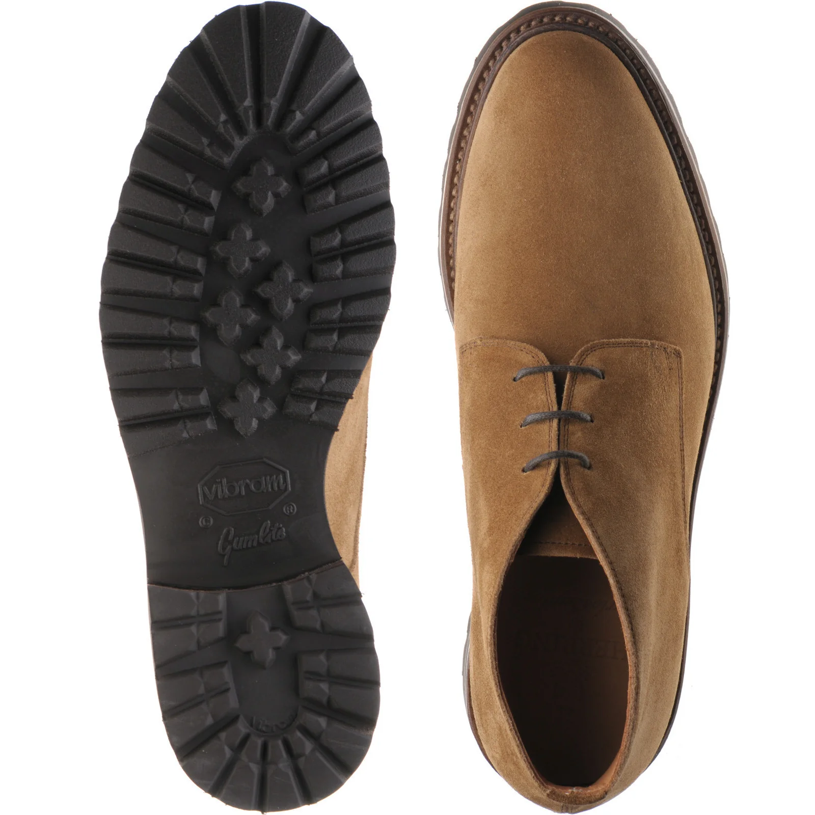 Herring Hook mens rubber-soled Chukka boots in mid brown suede - Image 3
