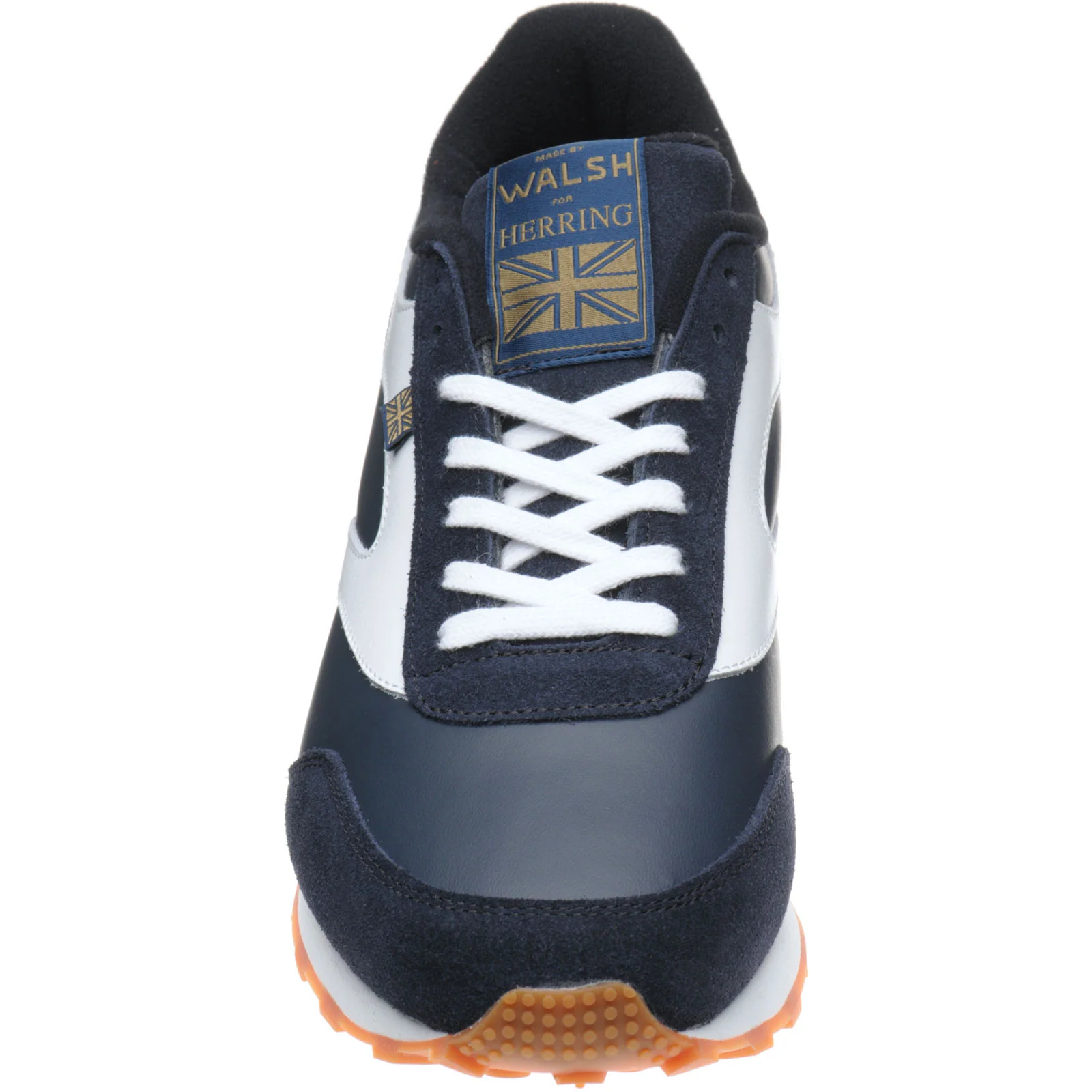 Herring Horwich Trainer mens two-tone rubber-soled trainers in navy calf suede and white calf - Image 2