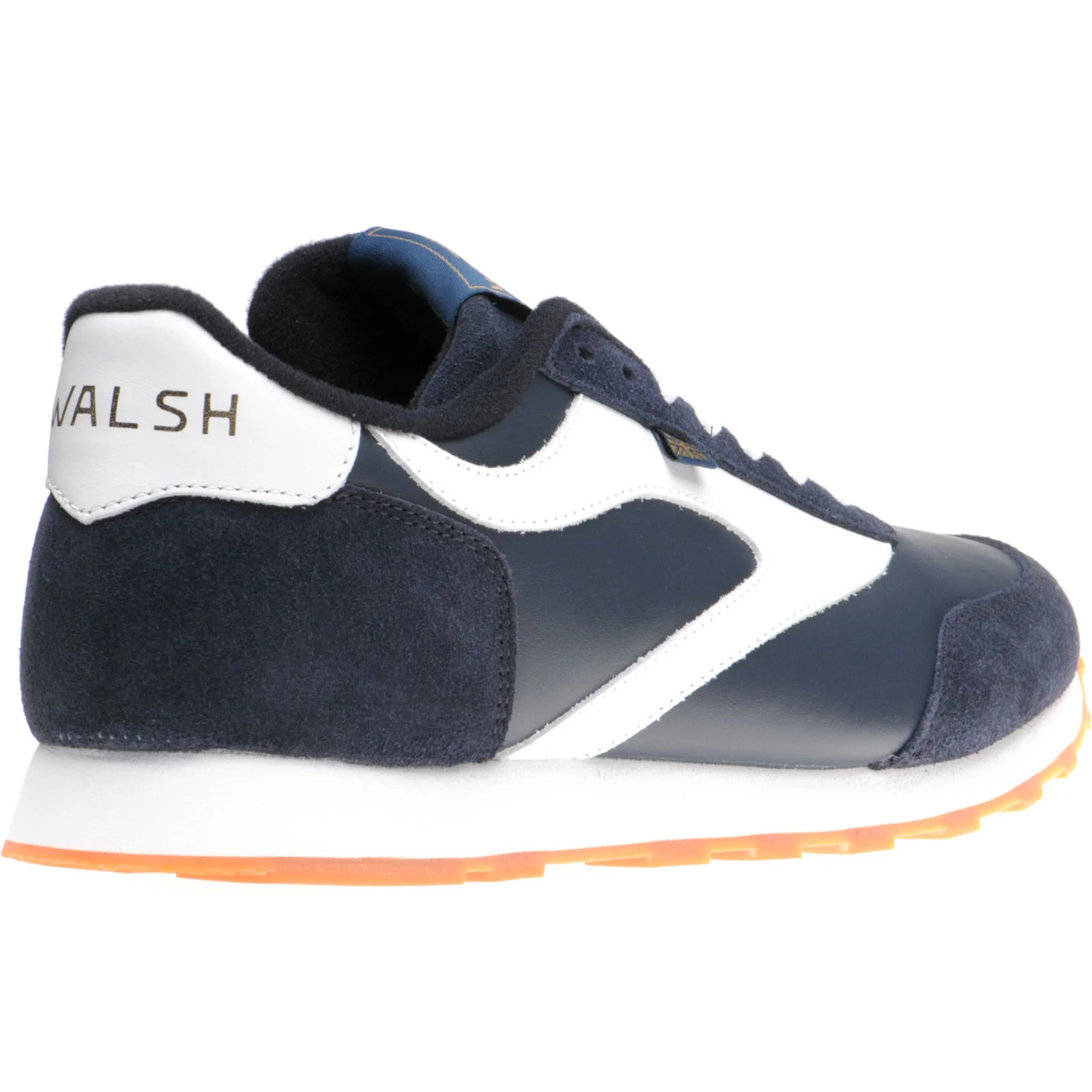 Herring Horwich Trainer mens two-tone rubber-soled trainers in navy calf suede and white calf - Image 4