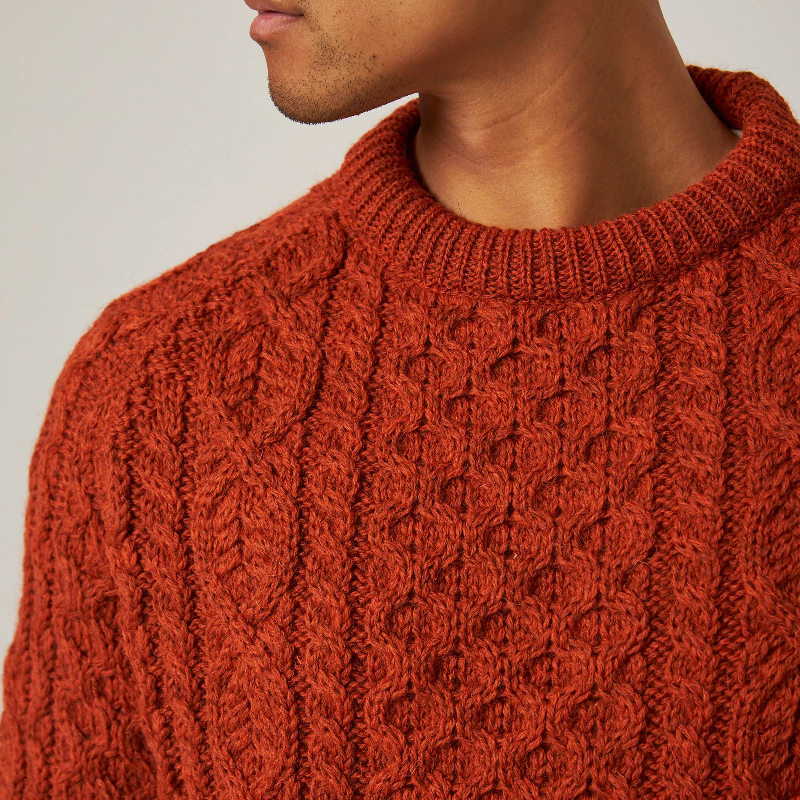 Herring Hudson Aran Jumper by Peregrine in orange - Image 2