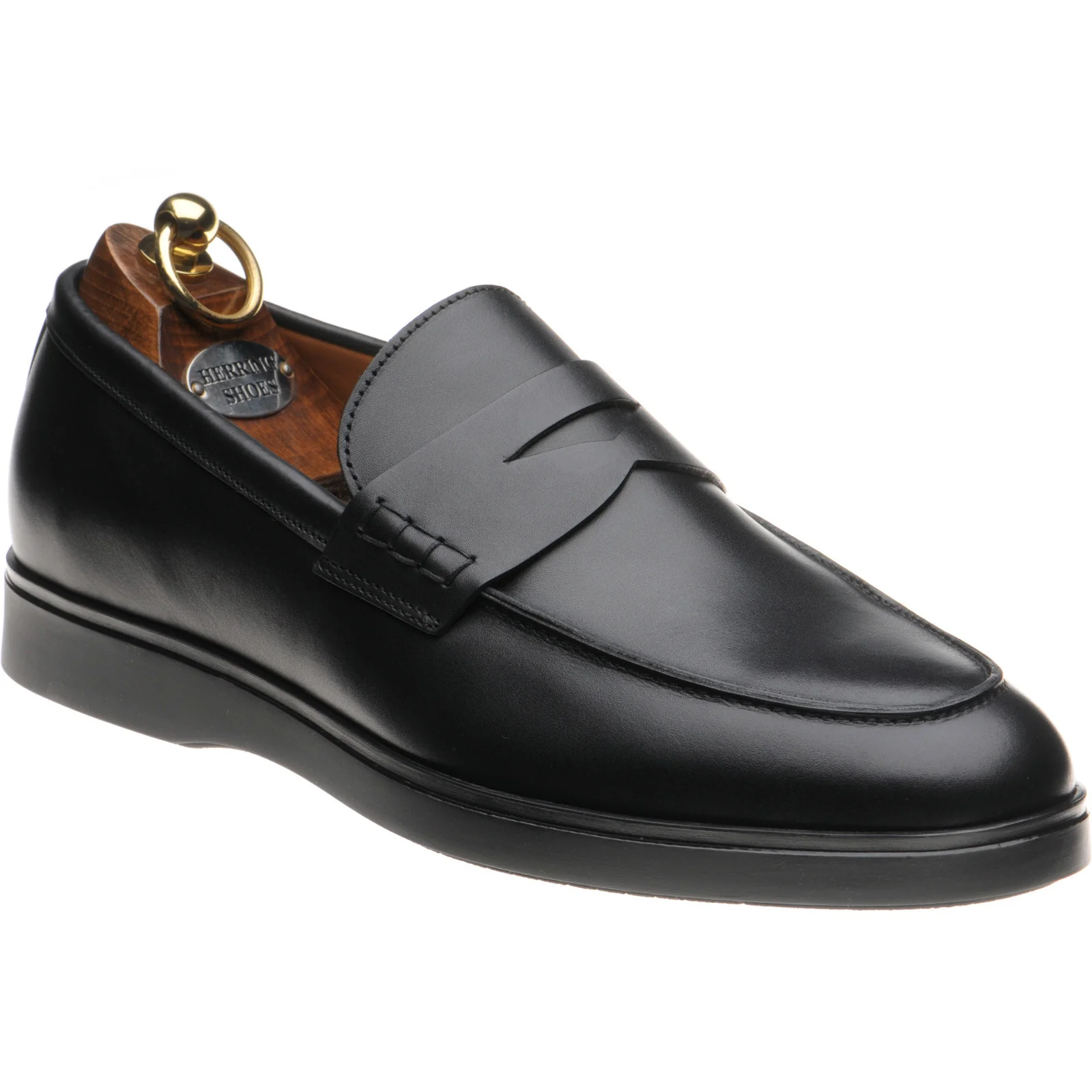 Herring Ibiza mens rubber-soled loafers in black calf