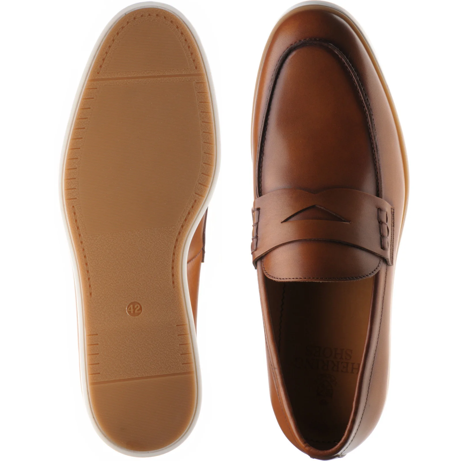 Herring Ibiza mens rubber-soled loafers in cognac calf - Image 3
