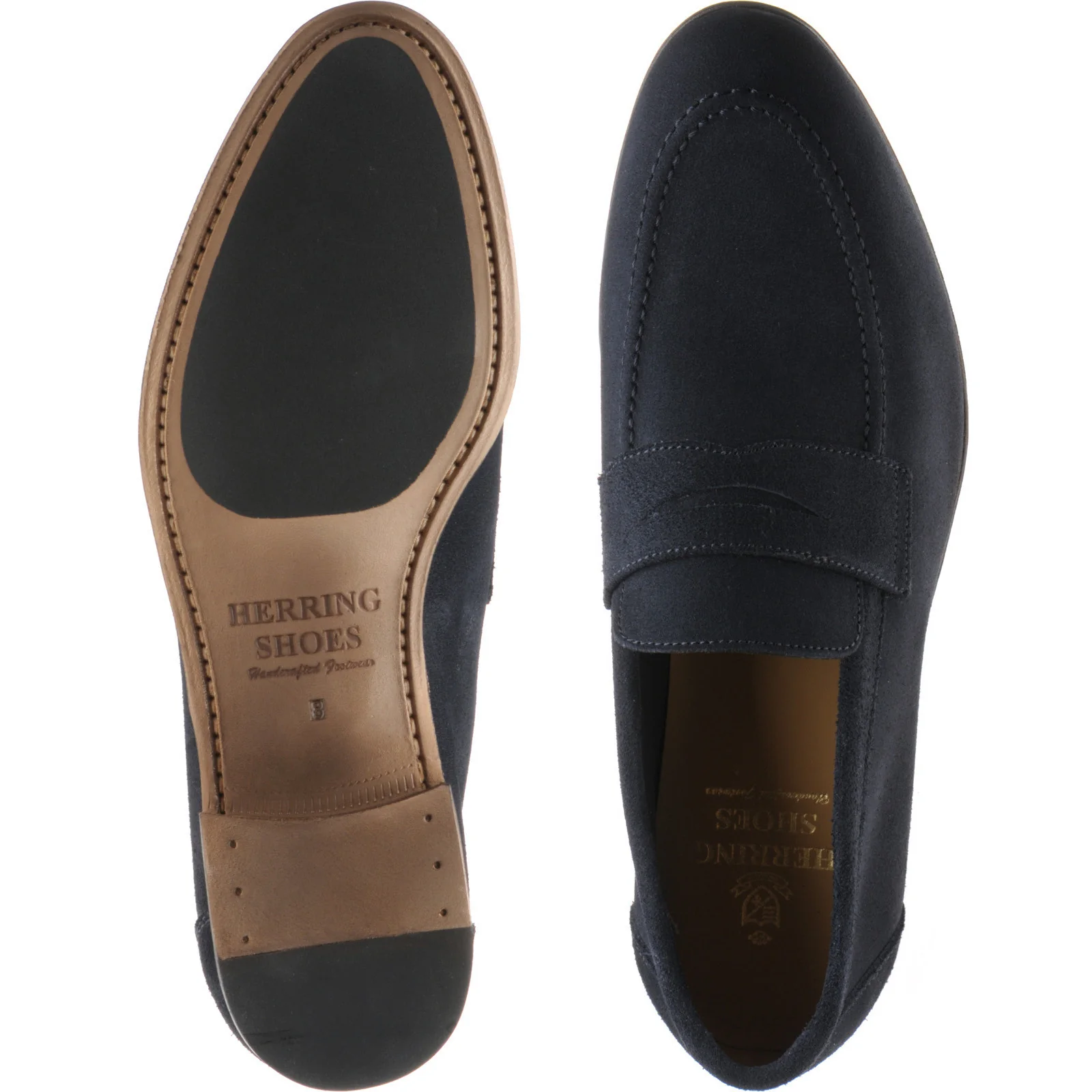 Herring Ibstock II mens hybrid-soled loafers in navy suede - Image 3