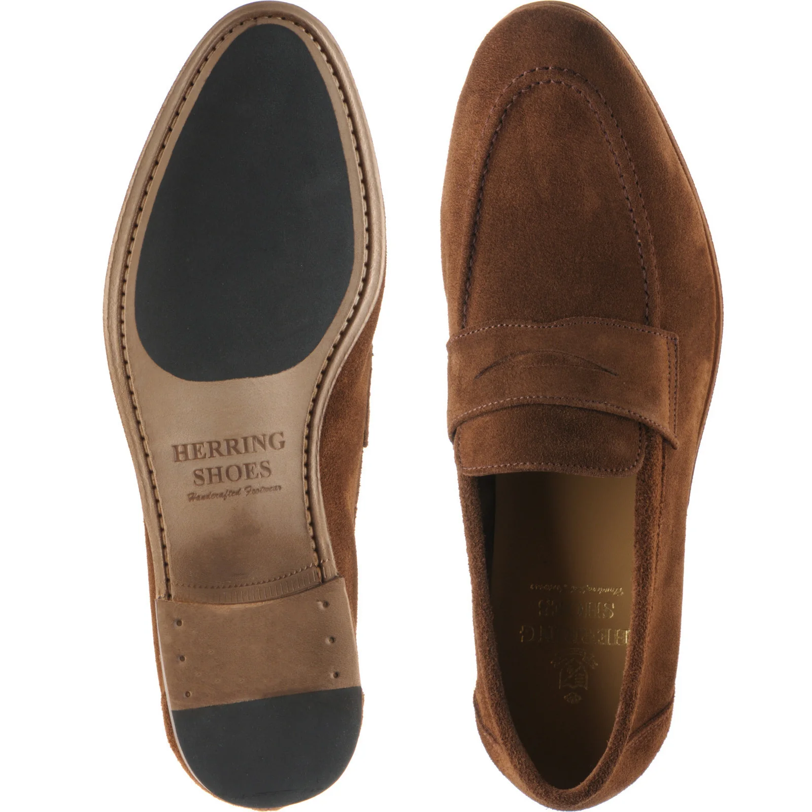 Herring Ibstock II mens hybrid-soled loafers in snuff suede (second) - Image 3