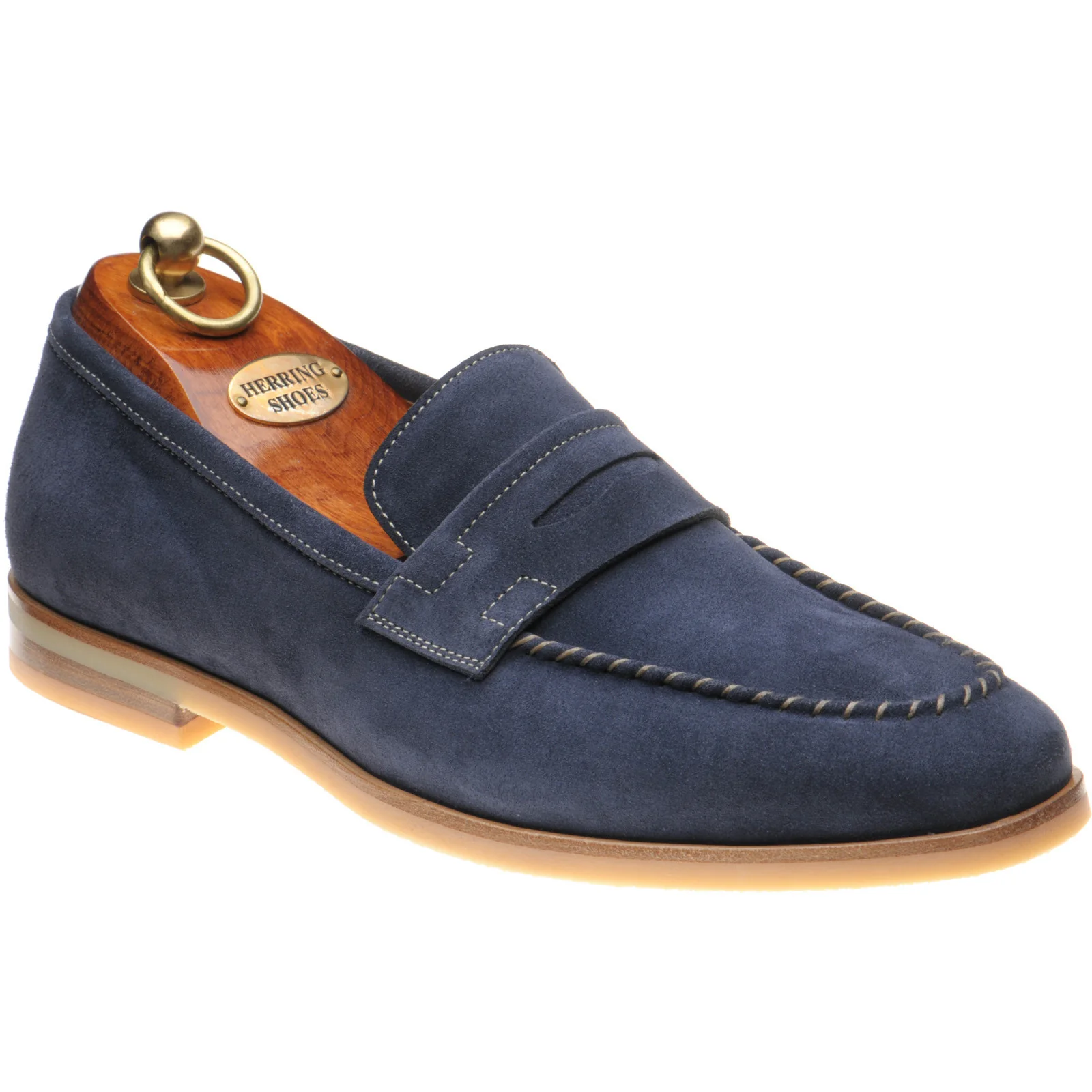 Herring Ives mens rubber-soled loafers in navy suede