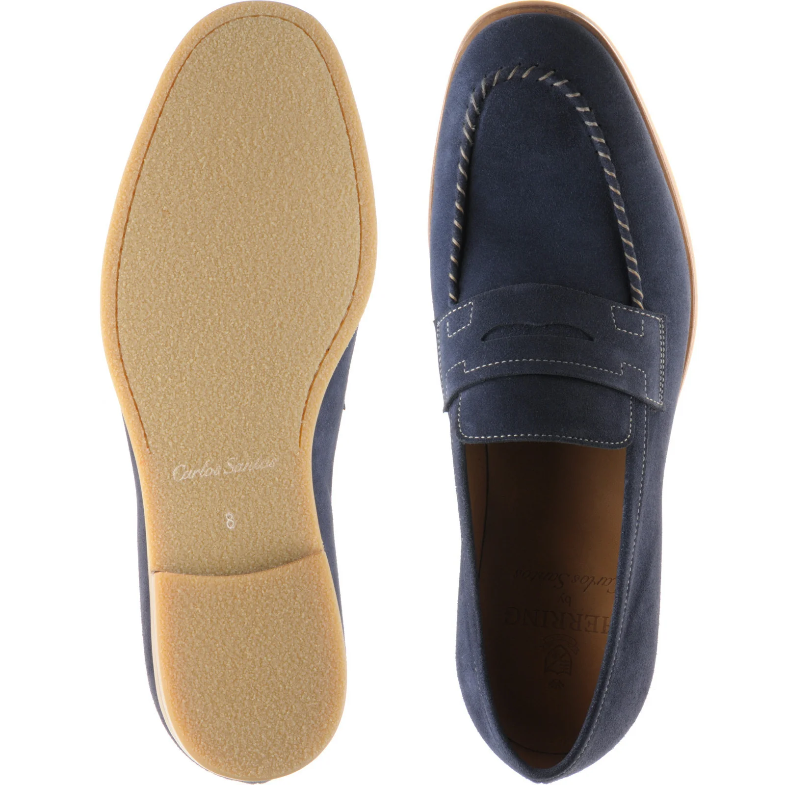 Herring Ives mens rubber-soled loafers in navy suede - Image 3