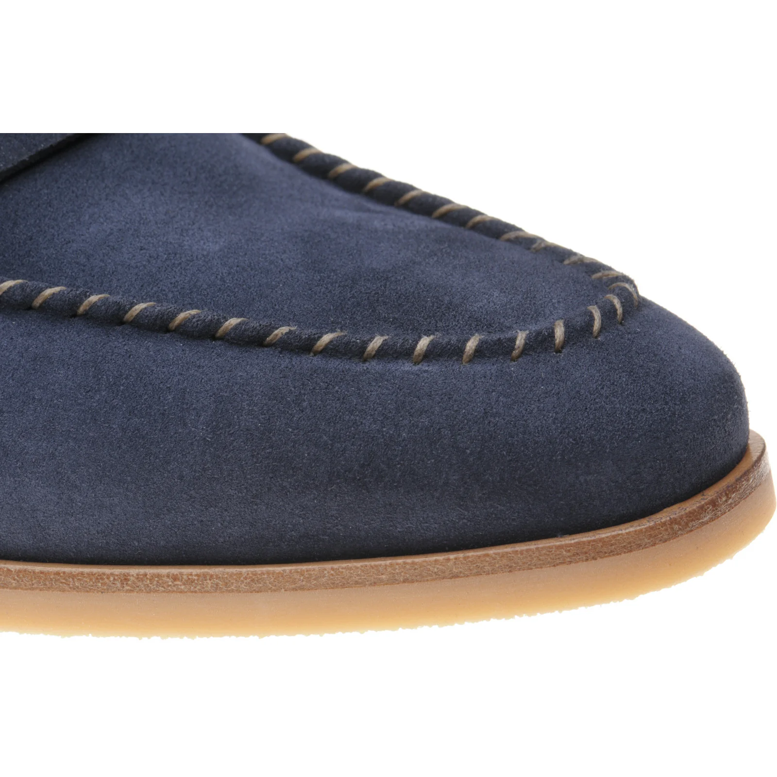 Herring Ives mens rubber-soled loafers in navy suede - Image 5