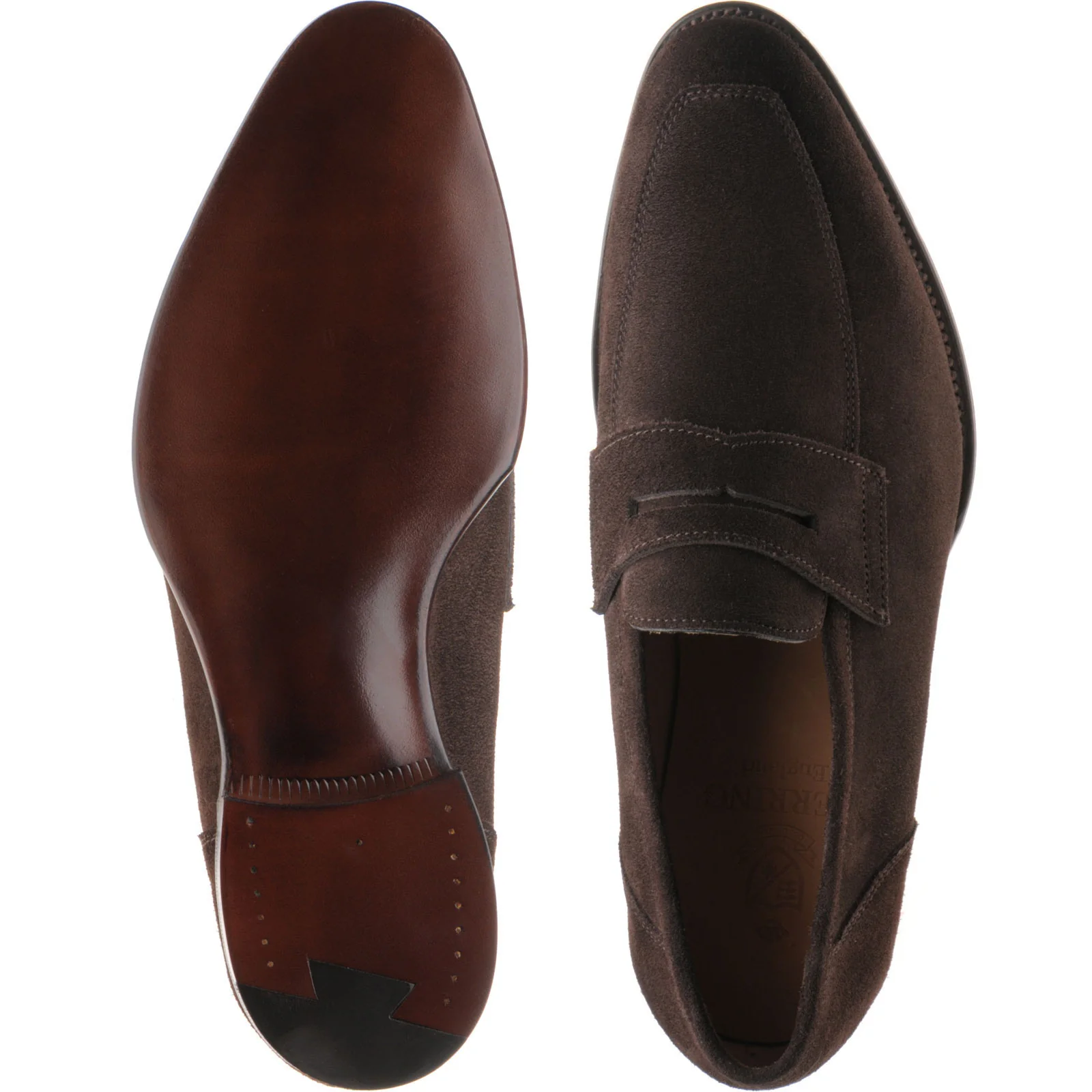 Herring James mens loafers in brown suede - Image 3