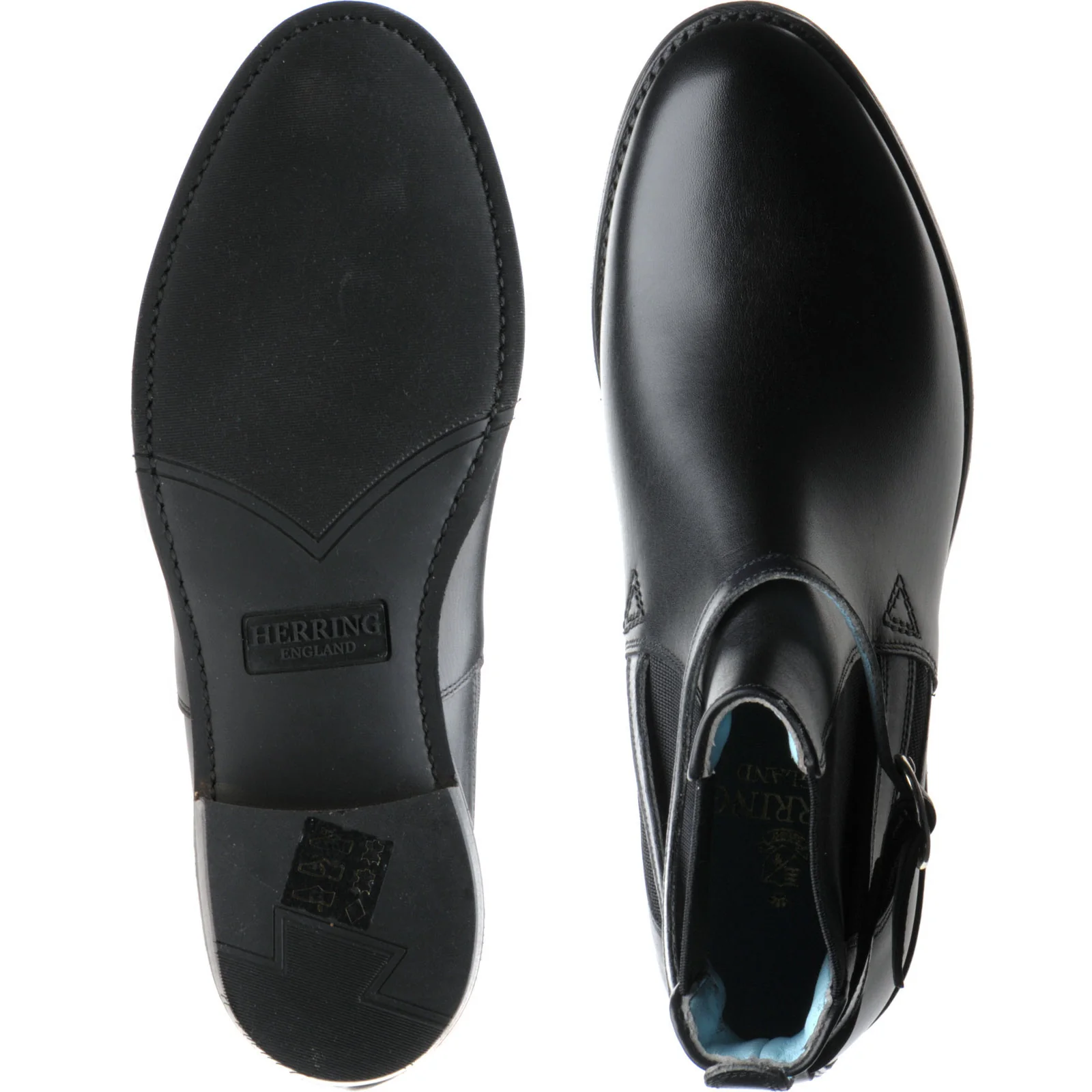 Herring Jodie ladies rubber-soled Chelsea boots in black calf with navy calf strap - Image 3