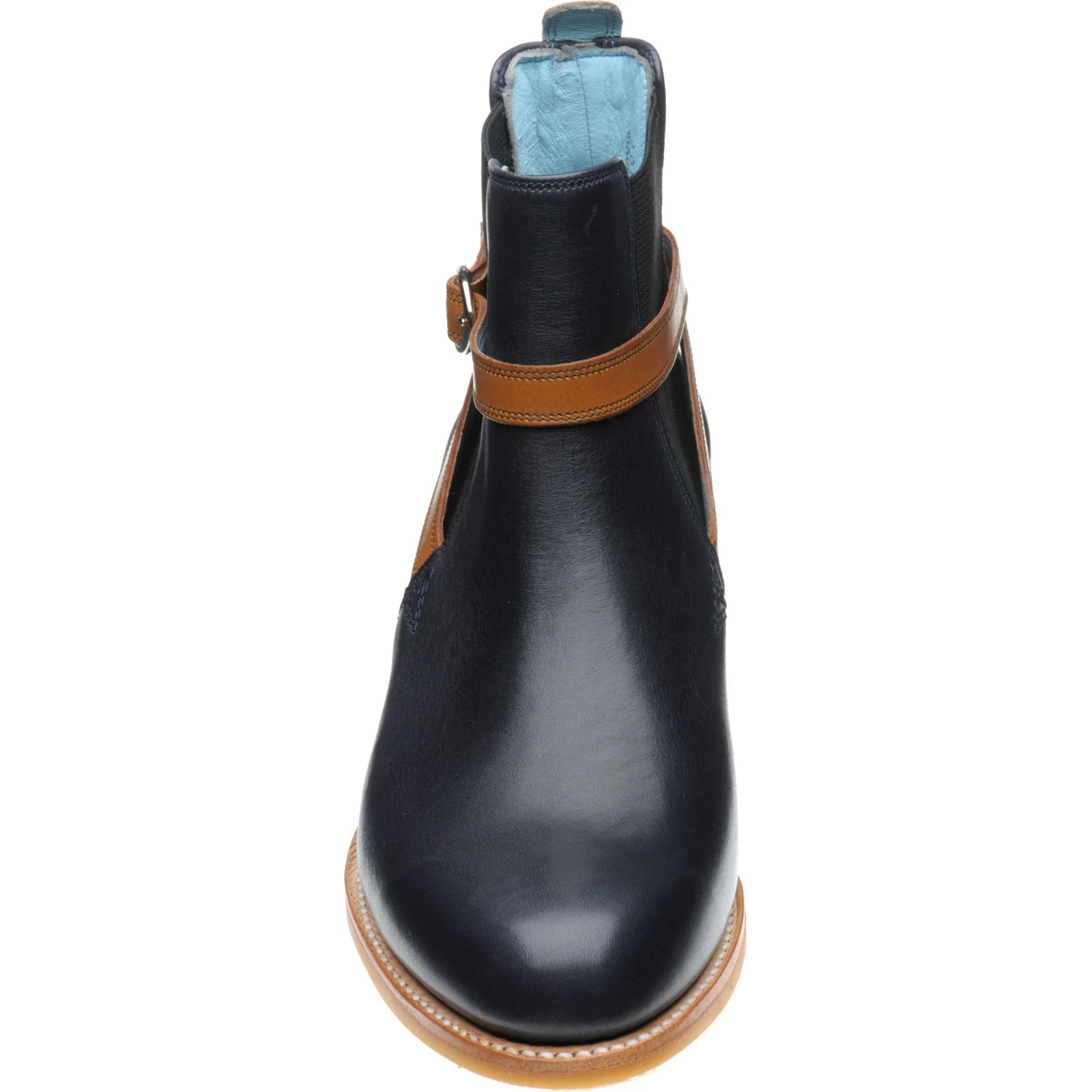Herring Jodie ladies rubber-soled Chelsea boots in navy calf with cedar calf strap - Image 2