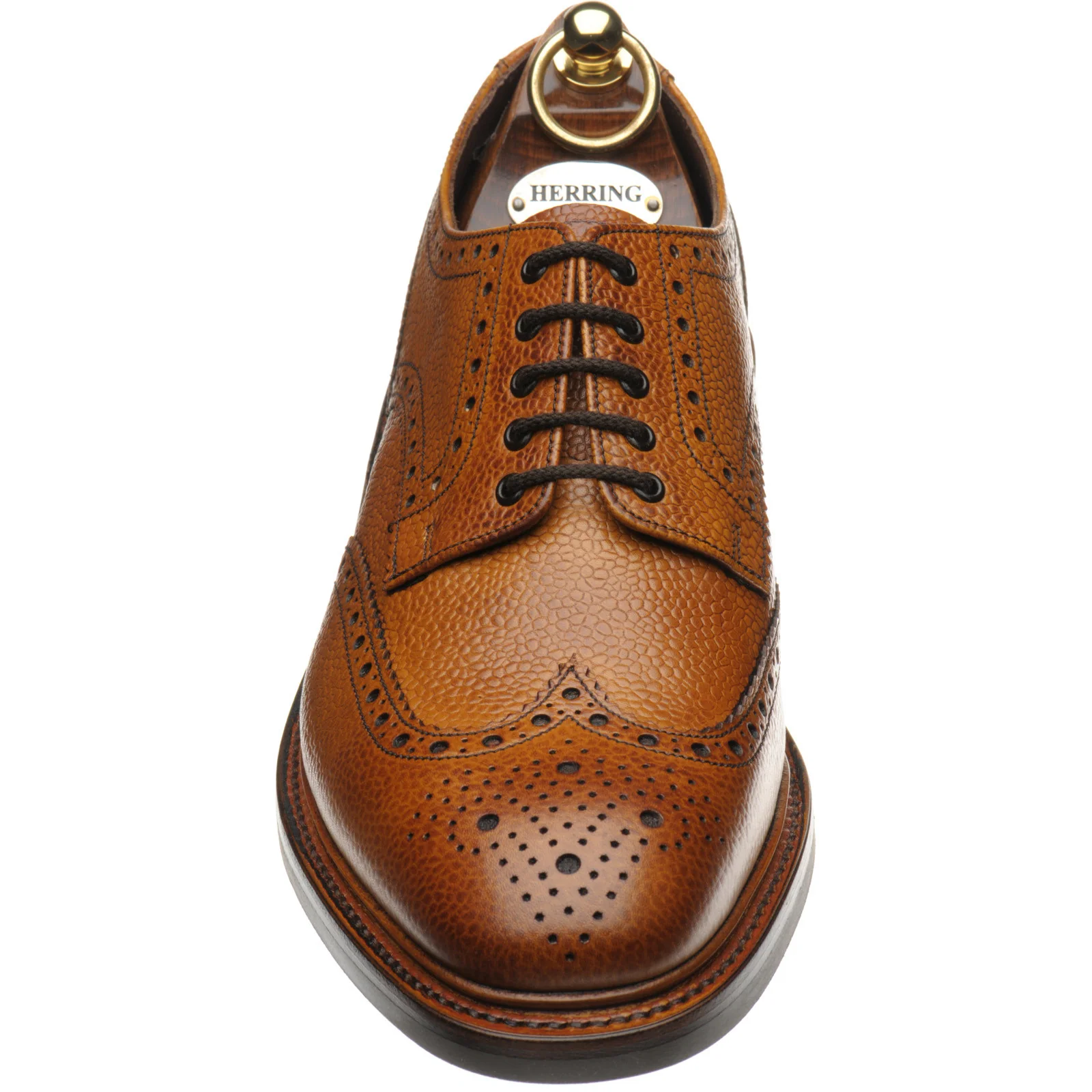 Herring Kendal (Rubber) mens rubber-soled brogues in tan grain - Image 2