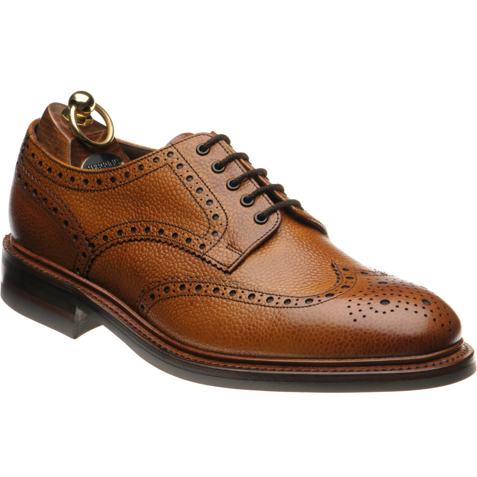Herring Kendal (Rubber) mens rubber-soled brogues in tan grain (second)