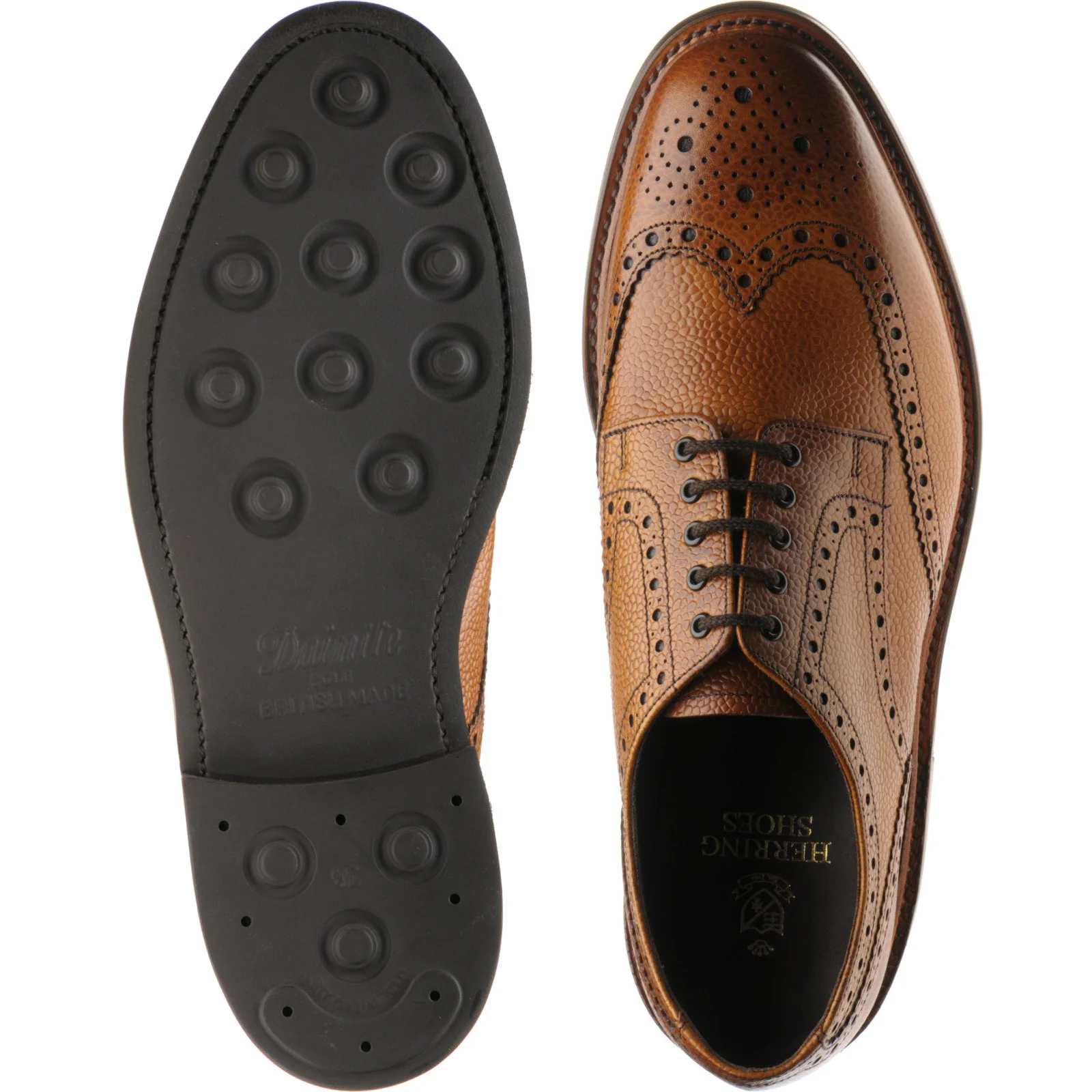 Herring Kendal (Rubber) mens rubber-soled brogues in tan grain (second) - Image 3