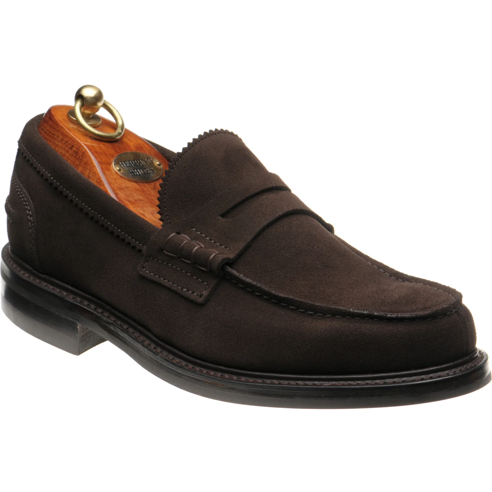 Herring Kennedy II R mens rubber-soled loafers in bitter choc suede