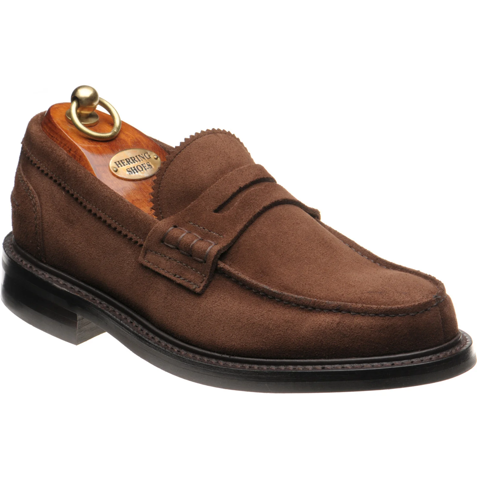 Herring Kennedy II R mens rubber-soled loafers in polo brown suede