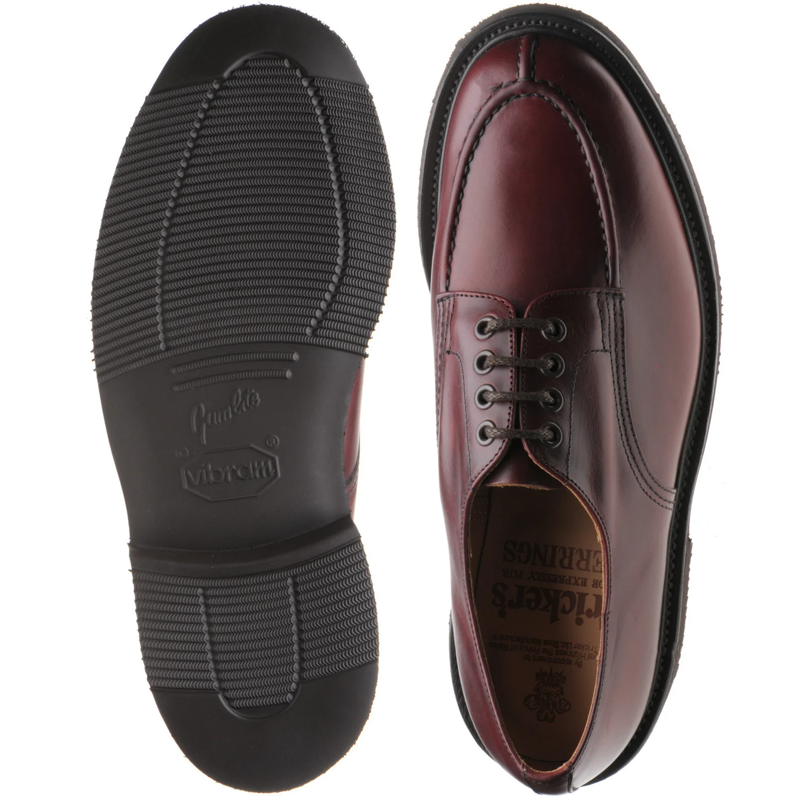Herring Kilsby X Trickers mens rubber-soled Derby shoes in burgundy cutter - Image 3
