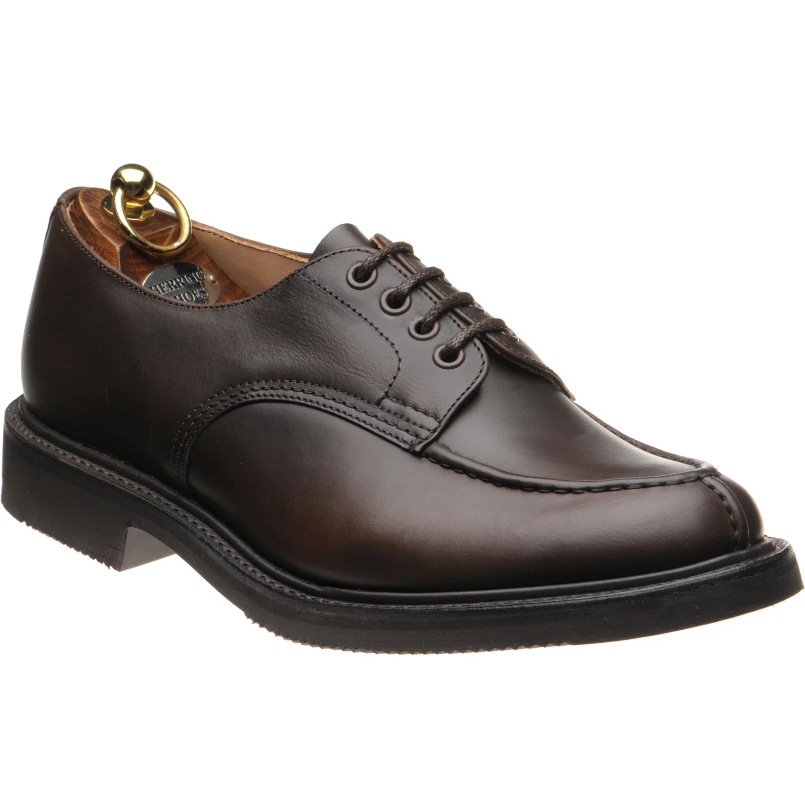 Herring Kilsby X Trickers mens rubber-soled Derby shoes in dark brown cutter