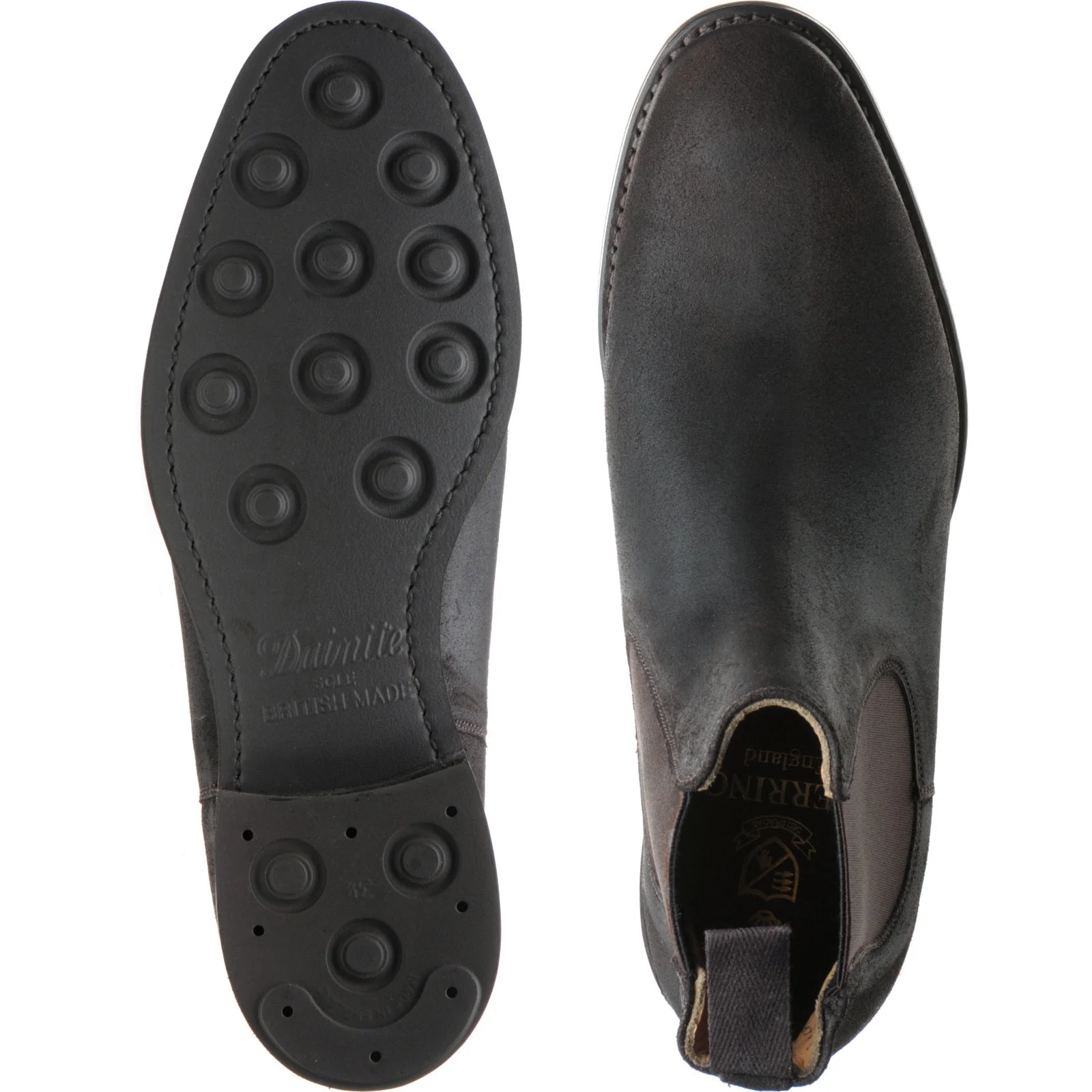 Herring Kirkby R mens rubber-soled Chelsea boots in brown waxy suede - Image 3