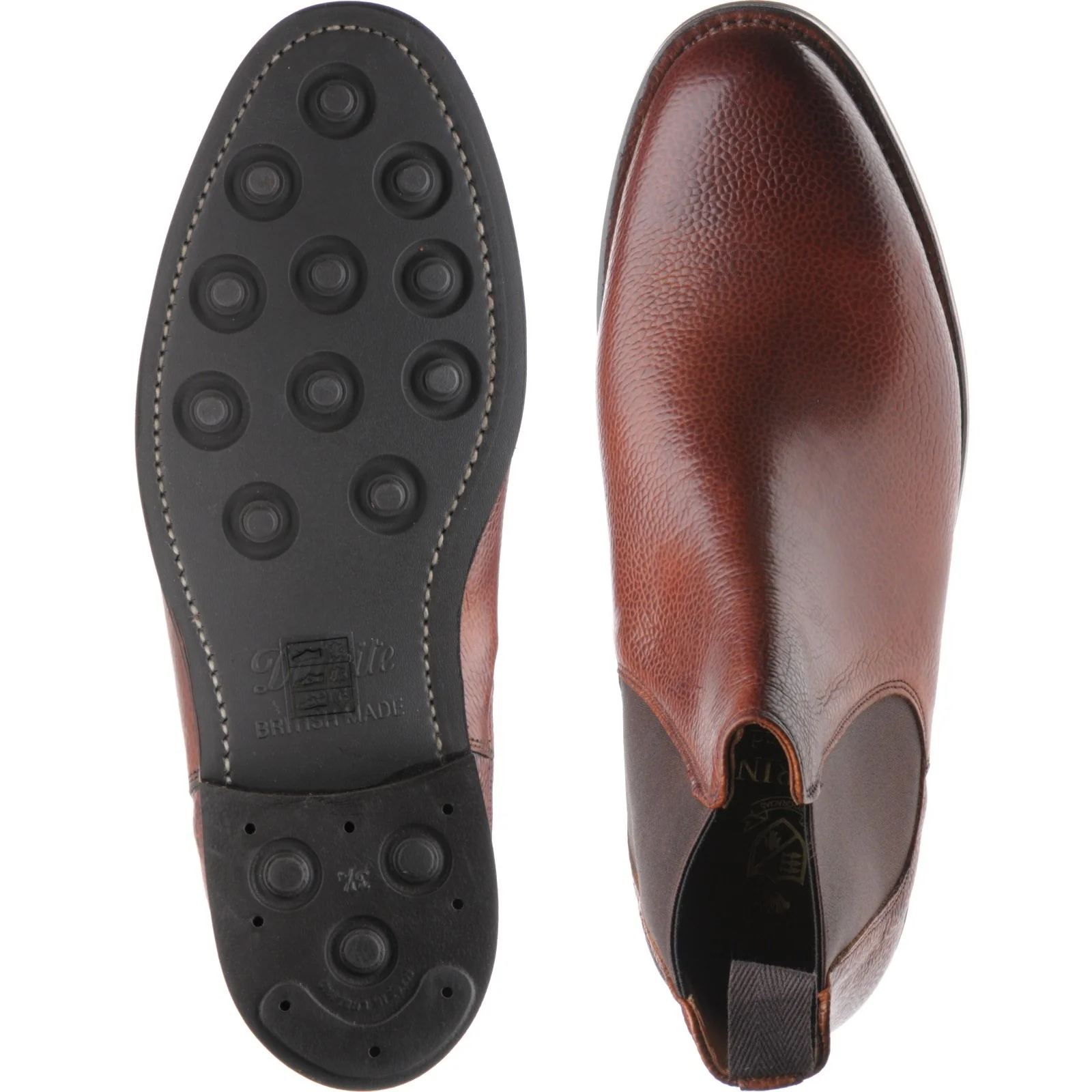 Herring Kirkdale (Rubber) mens rubber-soled Chelsea boots in mahogany grain - Image 3