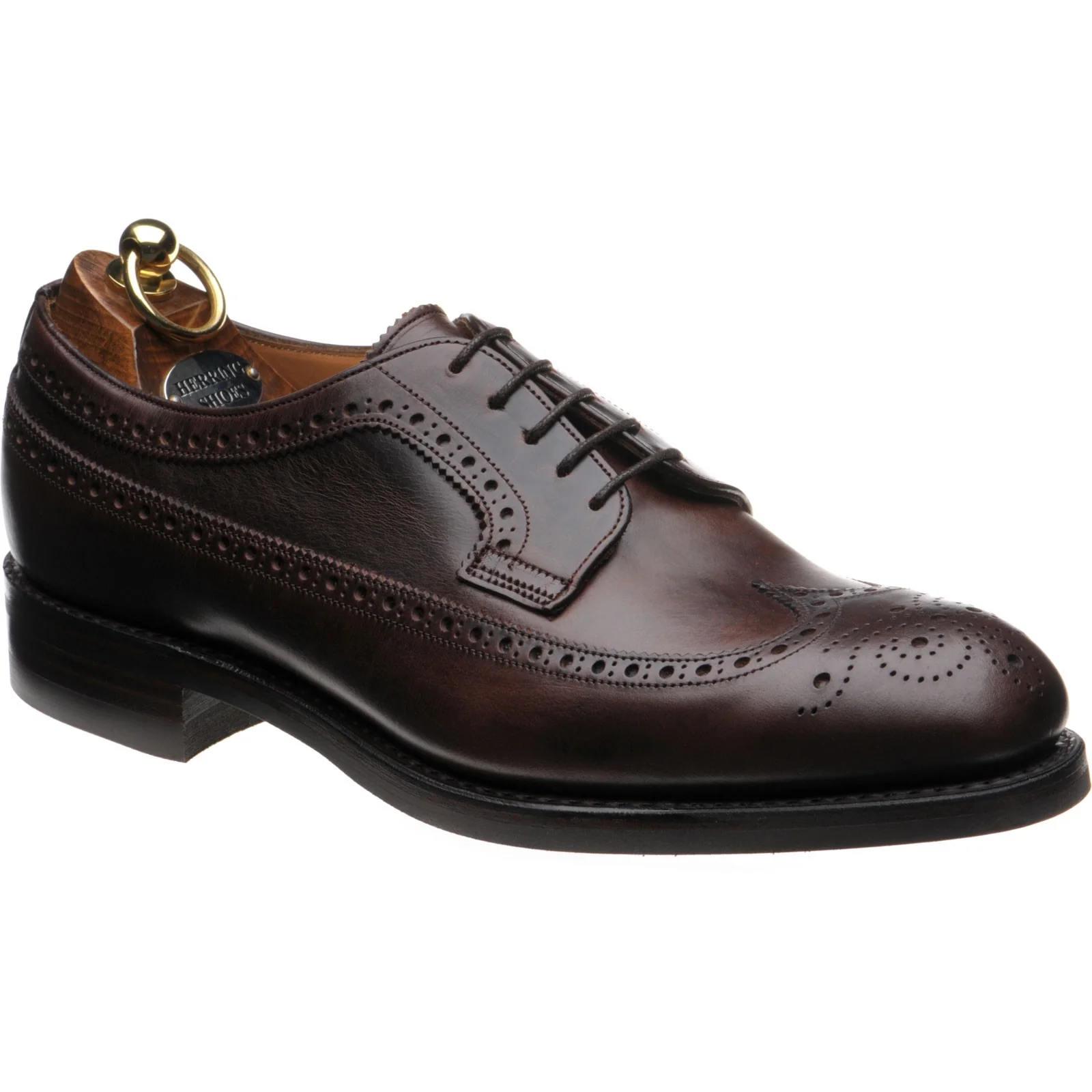 Herring Kirkoswold mens rubber-soled brogues in brown waxy