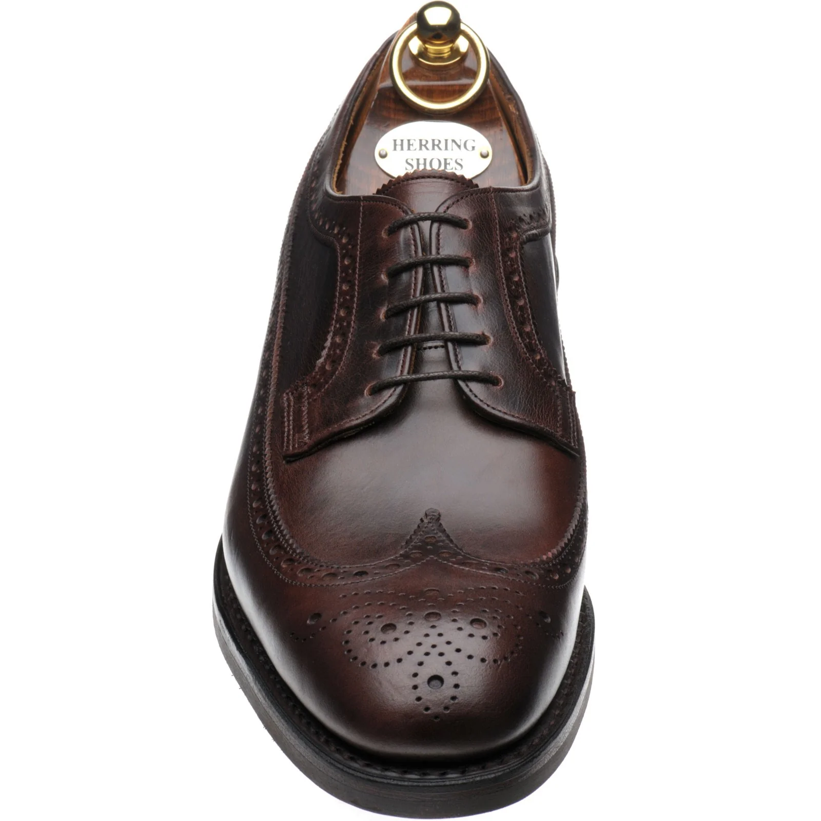 Herring Kirkoswold mens rubber-soled brogues in brown waxy - Image 2