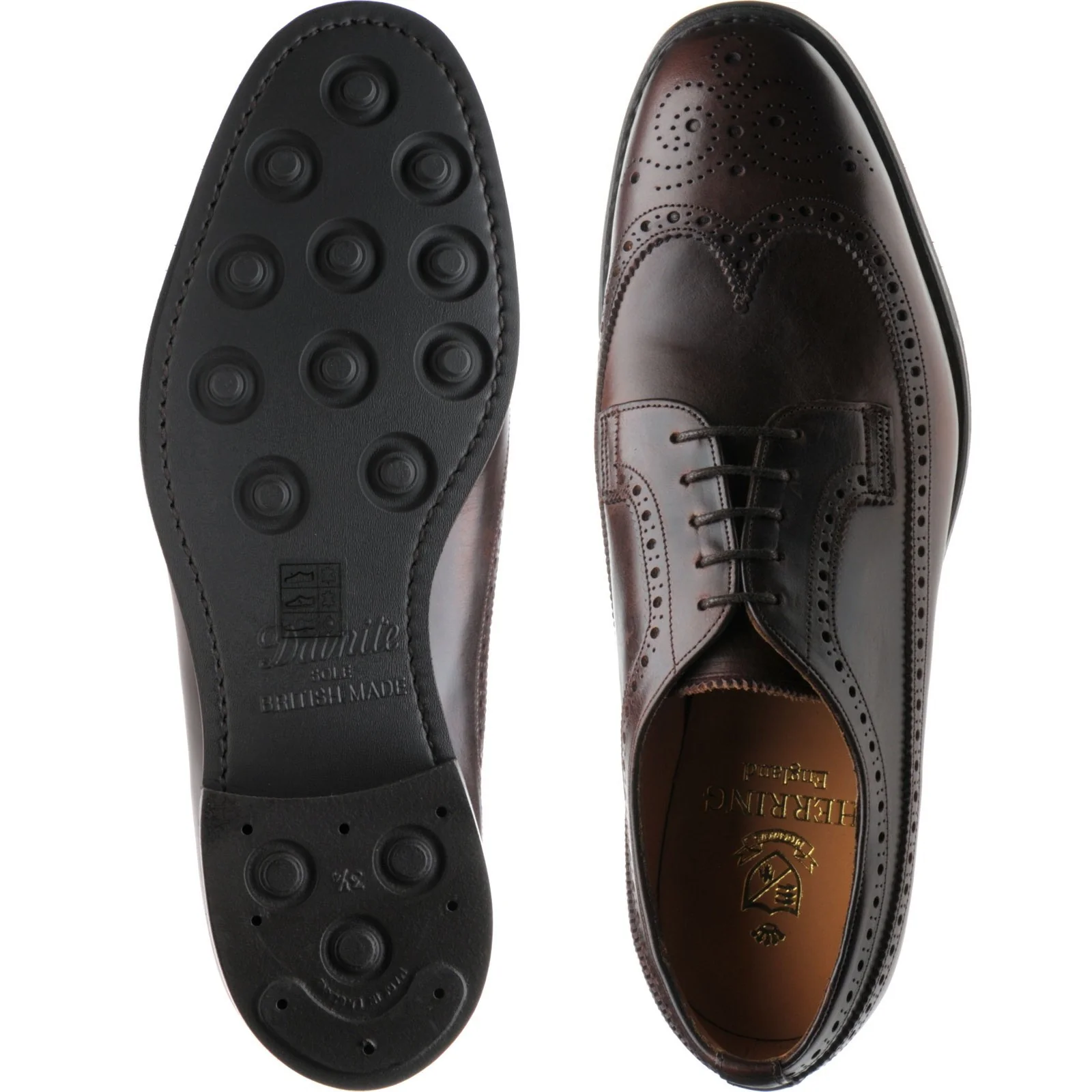 Herring Kirkoswold mens rubber-soled brogues in brown waxy - Image 3