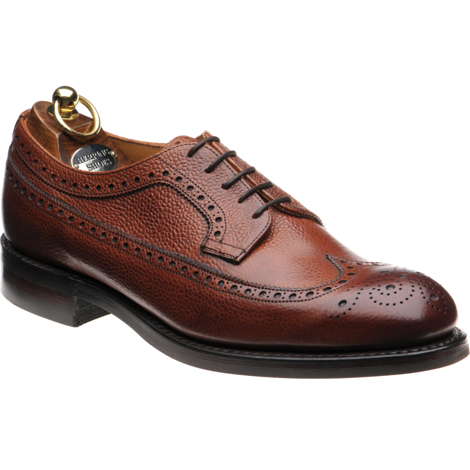 Herring Kirkoswold mens rubber-soled brogues in mahogany grain