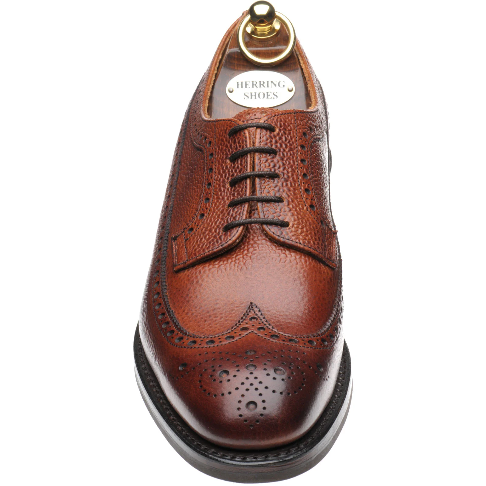 Herring Kirkoswold mens rubber-soled brogues in mahogany grain - Image 2