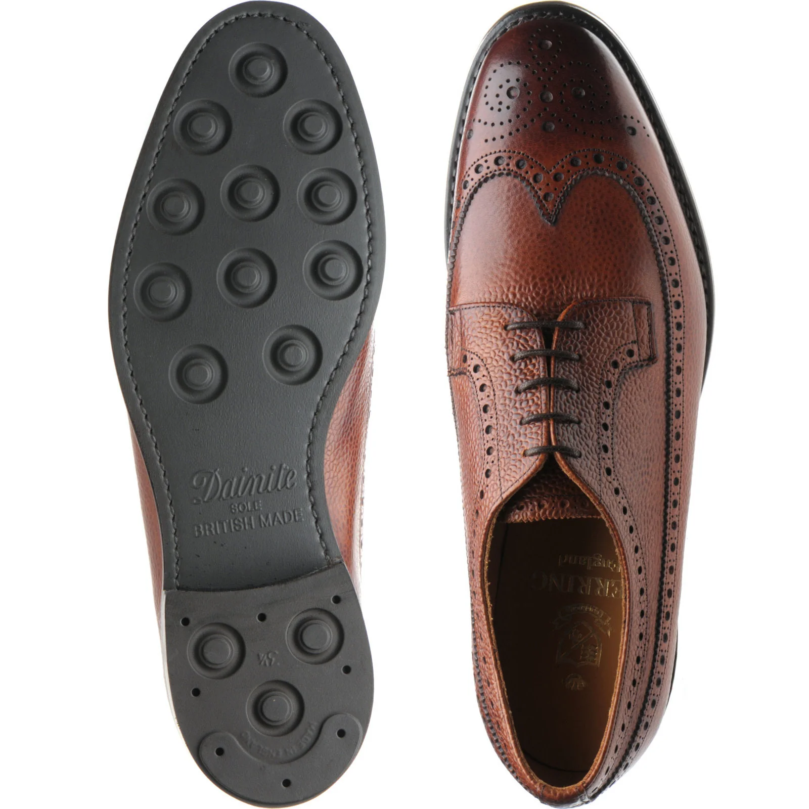 Herring Kirkoswold mens rubber-soled brogues in mahogany grain - Image 3
