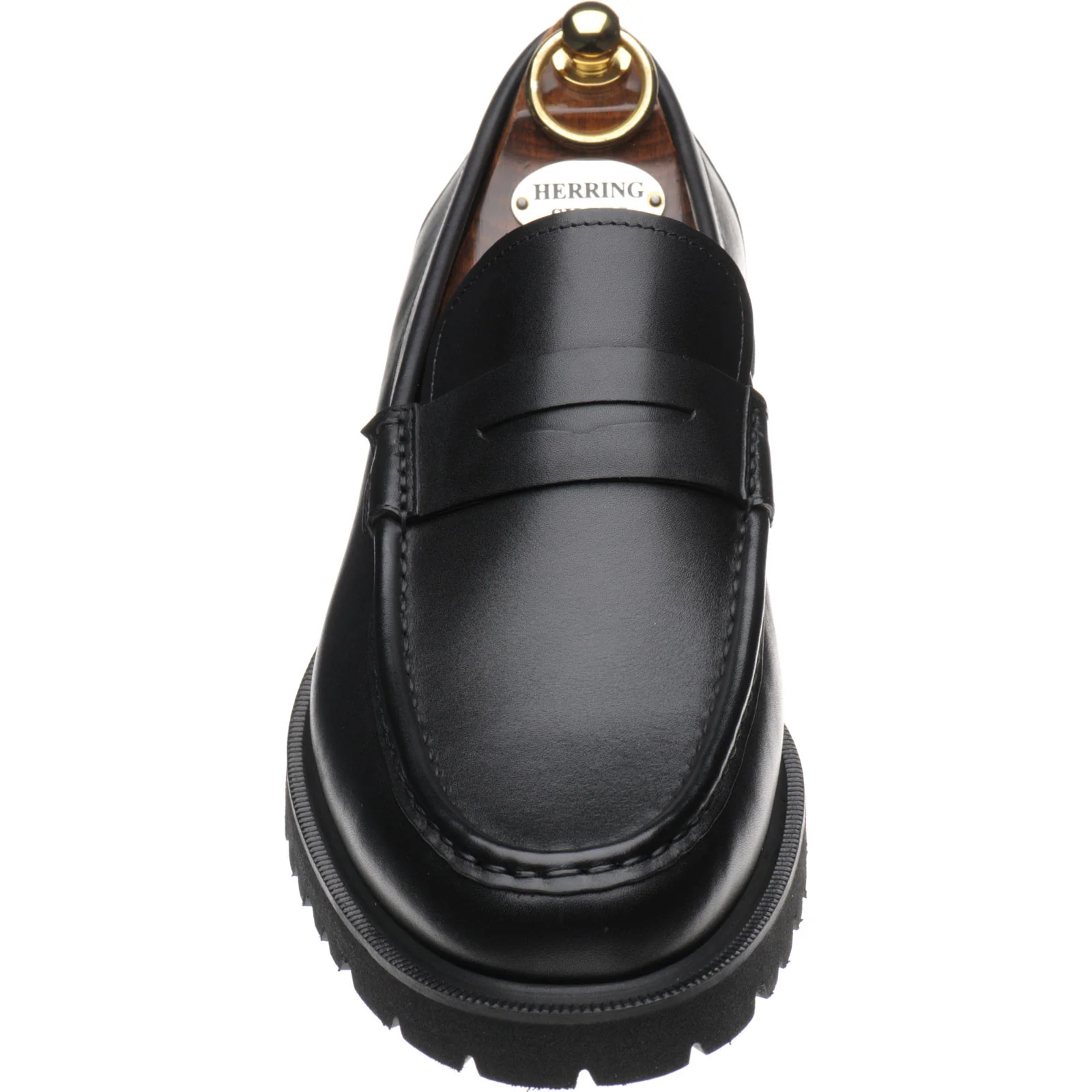 Herring Kramer Mod mens rubber-soled loafers in black waxy - Image 2