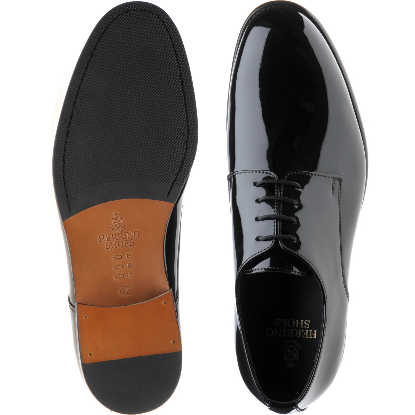 Herring Lagonda mens hybrid-soled Derby shoes in black patent - Image 3