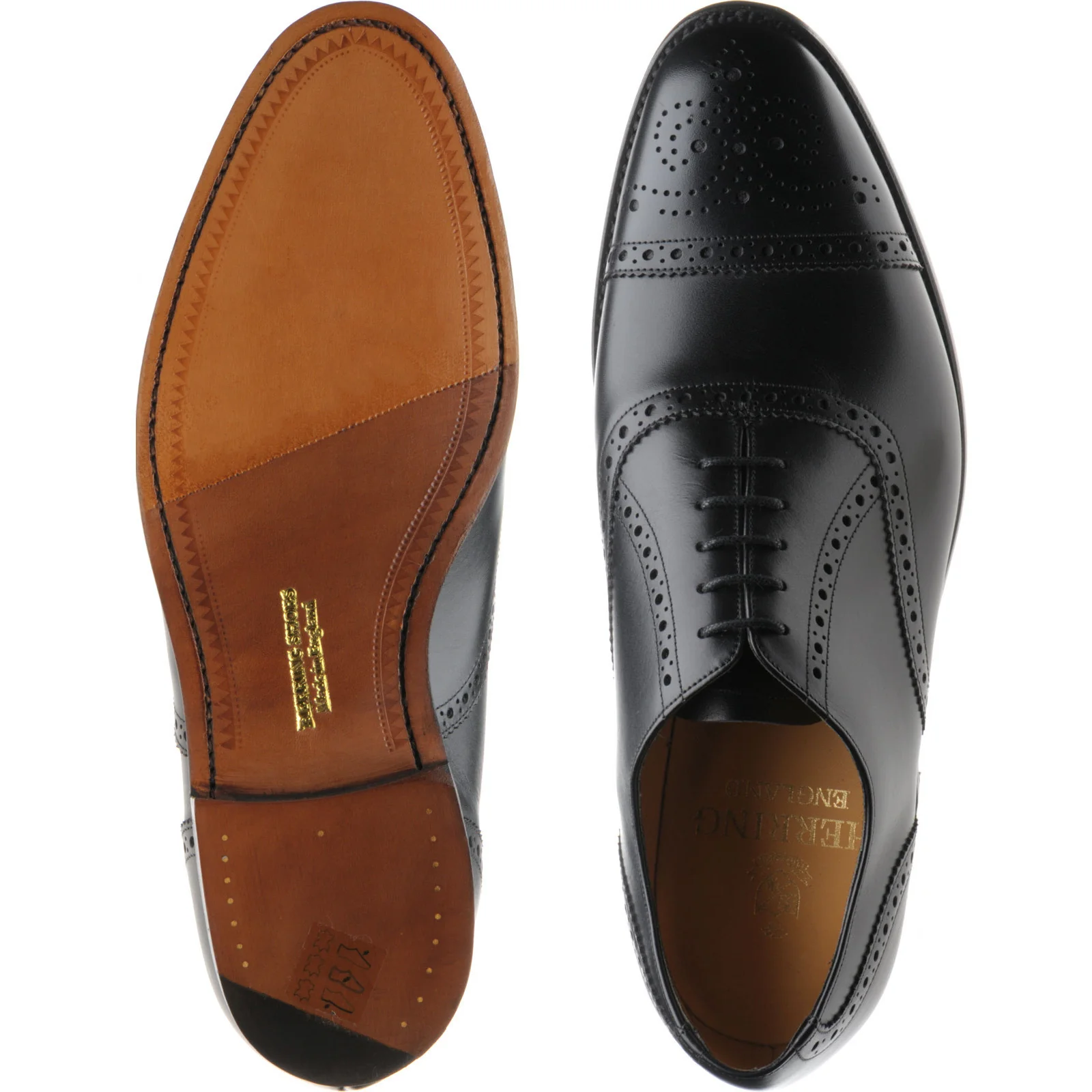 Herring Lambeth mens semi-brogues in black calf - Image 3