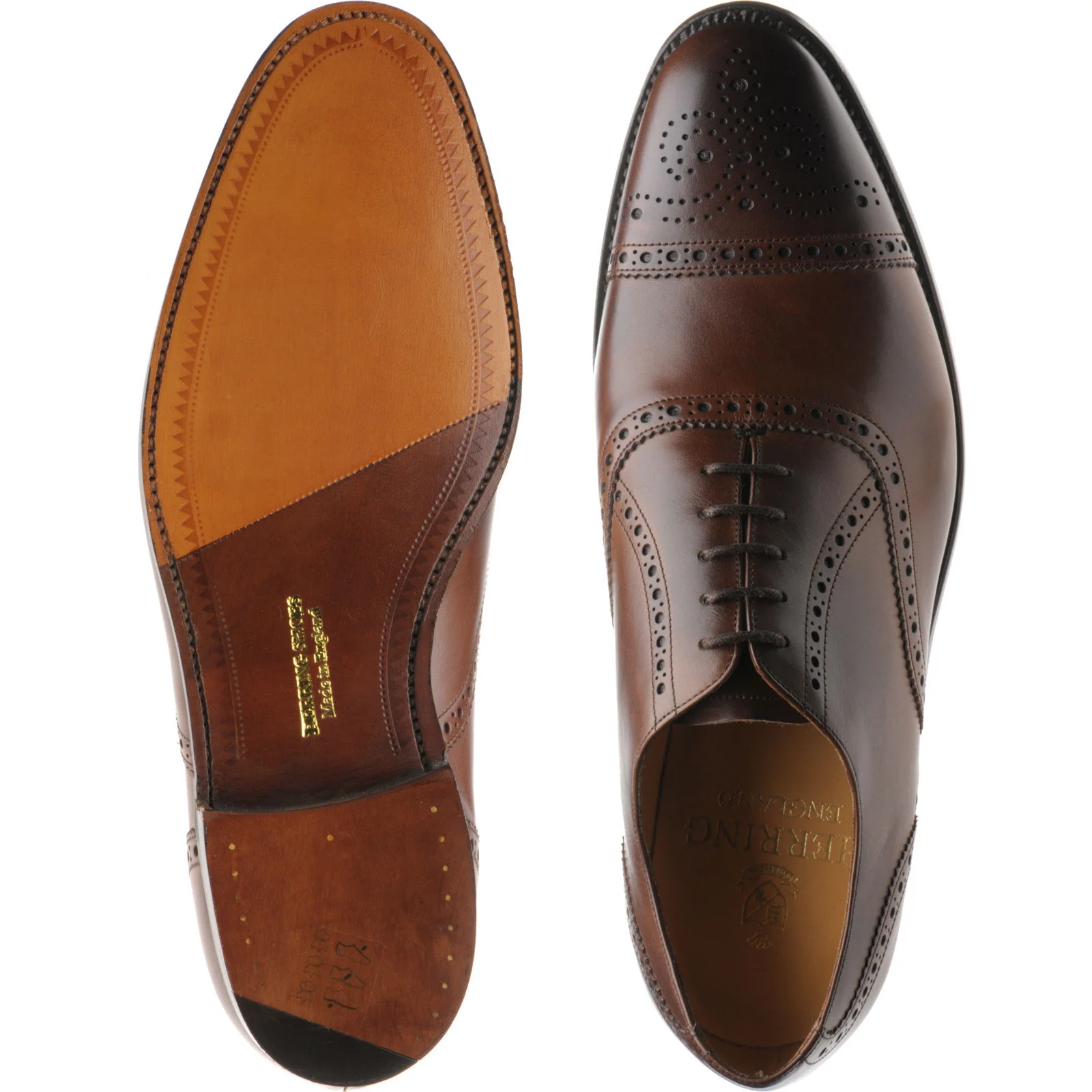 Herring Lambeth mens semi-brogues in mahogany calf - Image 3