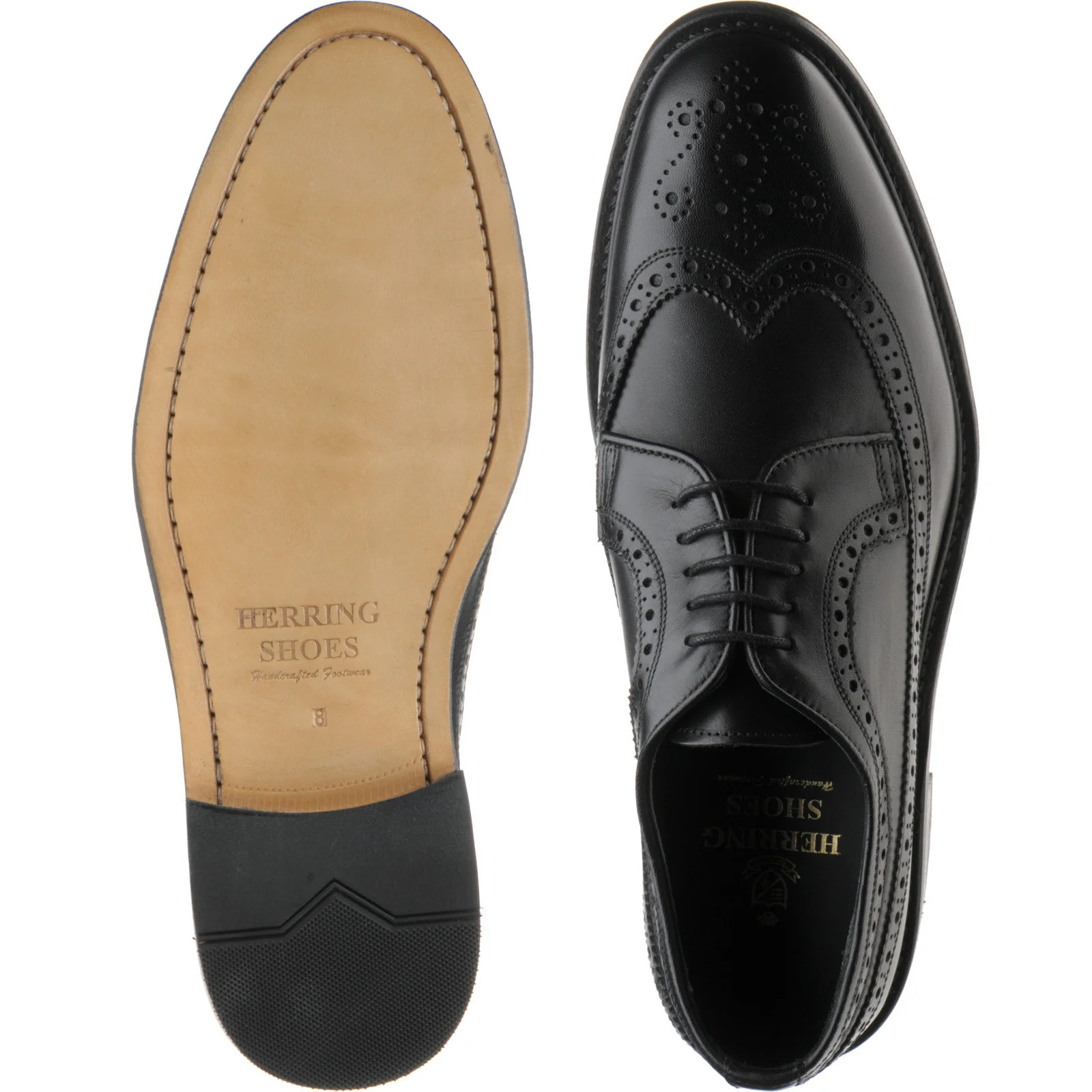 Herring Lancaster mens brogues in black calf (second) - Image 3