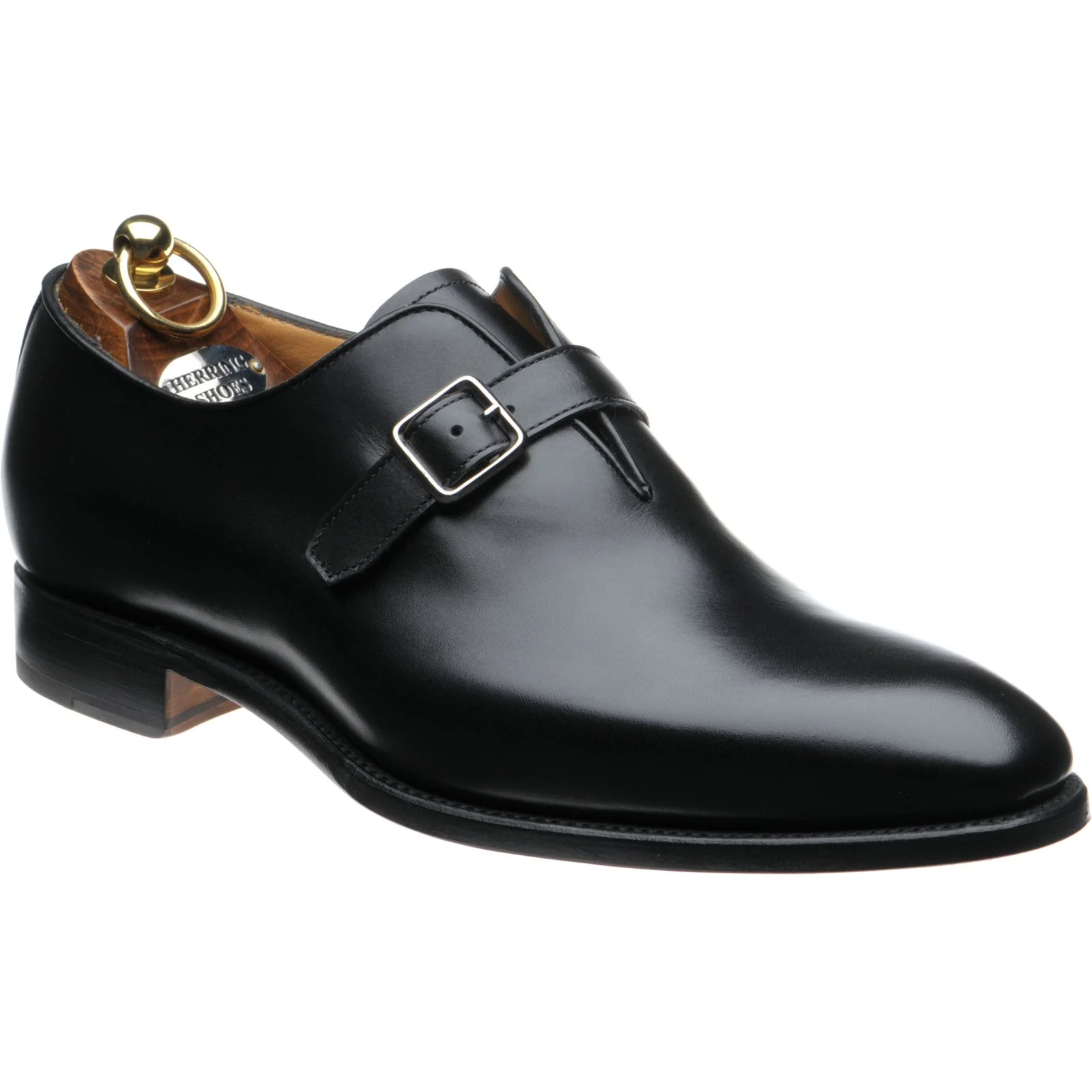 Herring Lawrence mens monk shoes in black calf