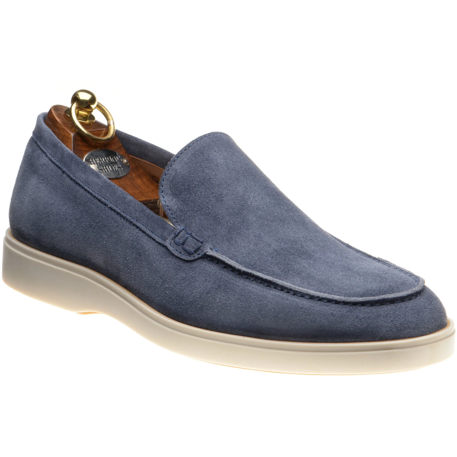 Herring Lido mens rubber-soled loafers in blue suede
